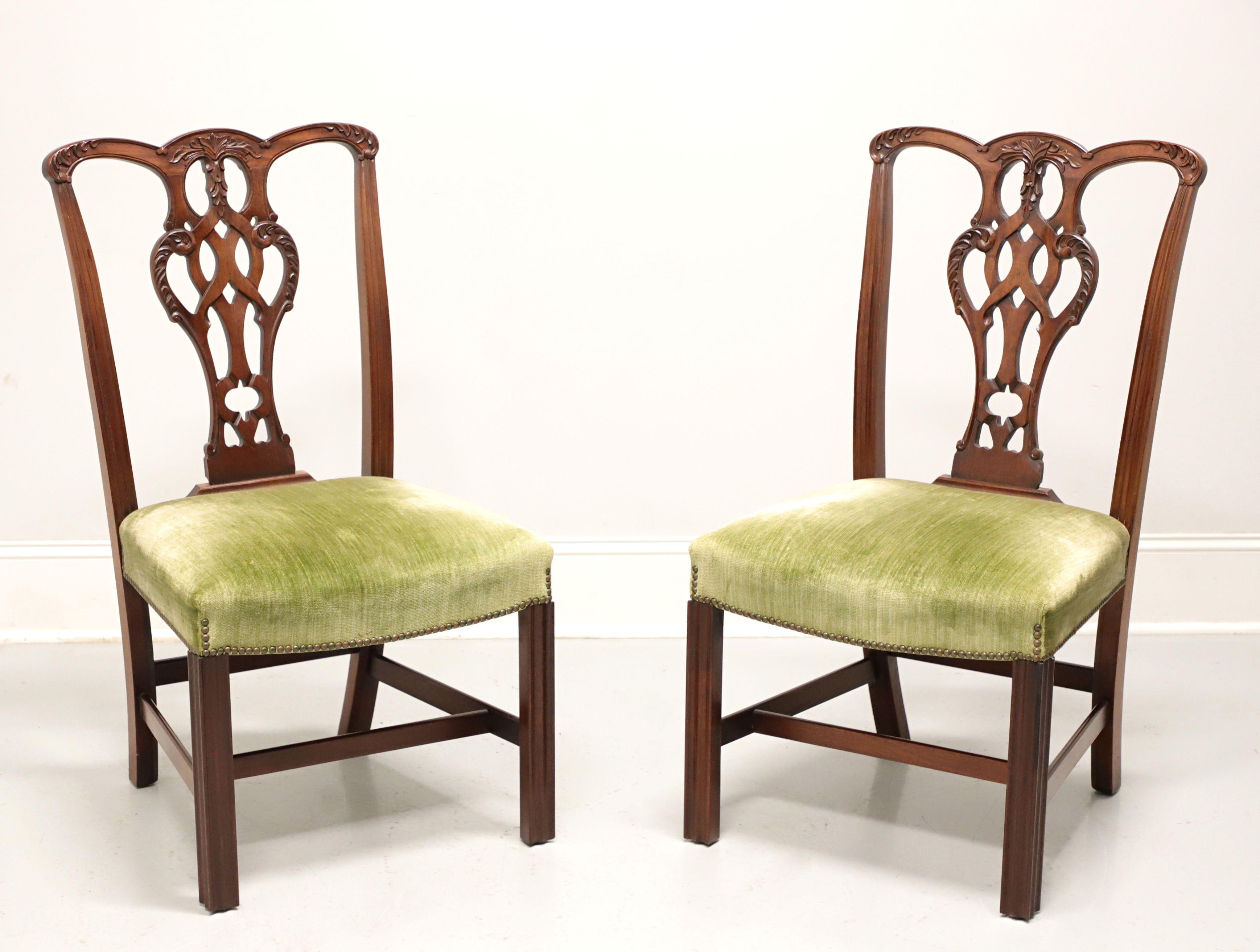 CRAFTIQUE Mahogany Chippendale Style Straight Leg Dining Side Chairs - Pair C For Sale 4