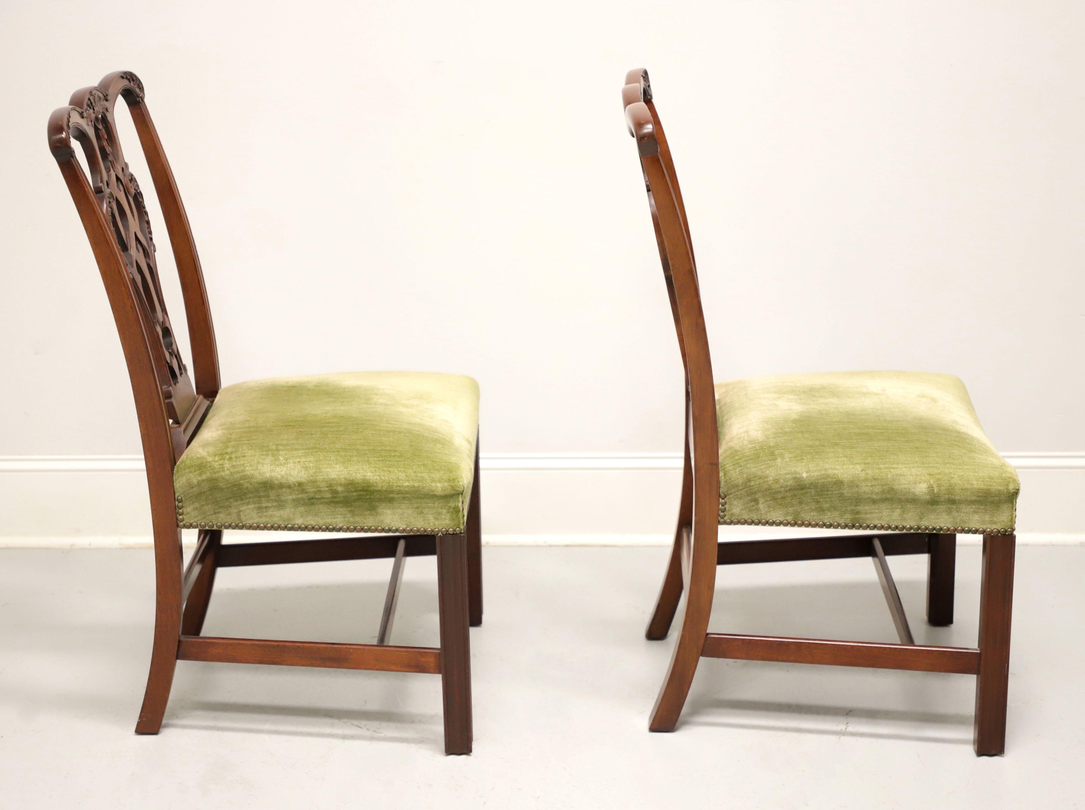 CRAFTIQUE Mahogany Chippendale Style Straight Leg Dining Side Chairs - Pair C In Good Condition For Sale In Charlotte, NC