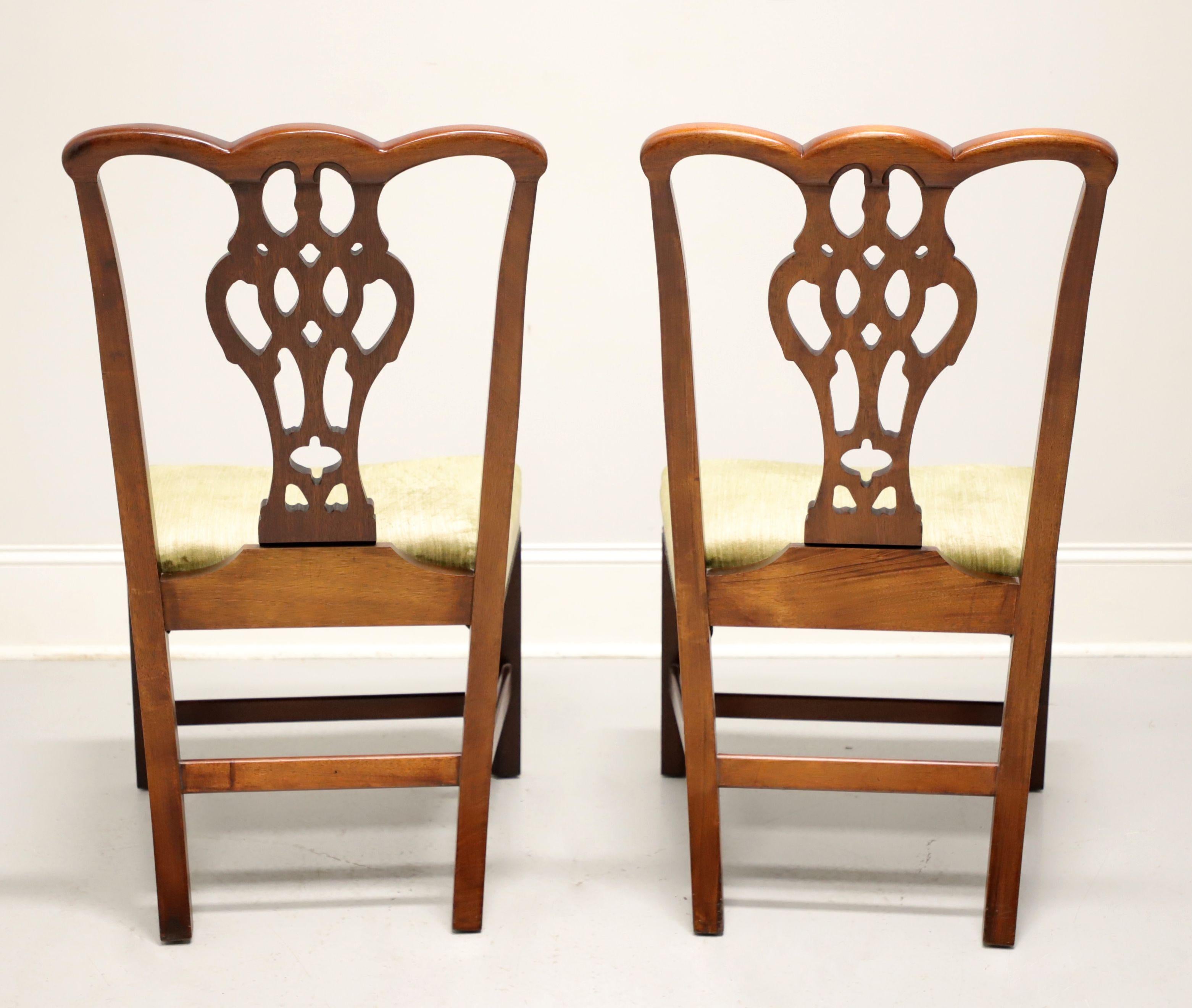 20th Century CRAFTIQUE Mahogany Chippendale Style Straight Leg Dining Side Chairs - Pair C For Sale