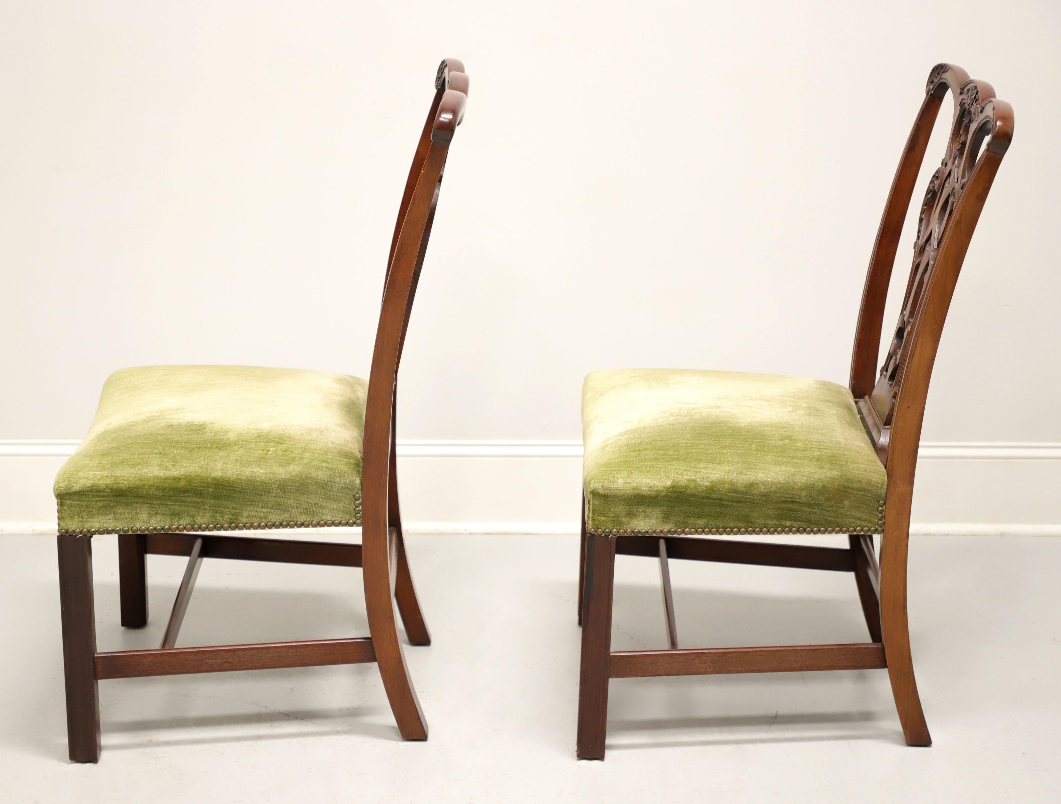 Brass CRAFTIQUE Mahogany Chippendale Style Straight Leg Dining Side Chairs - Pair C For Sale