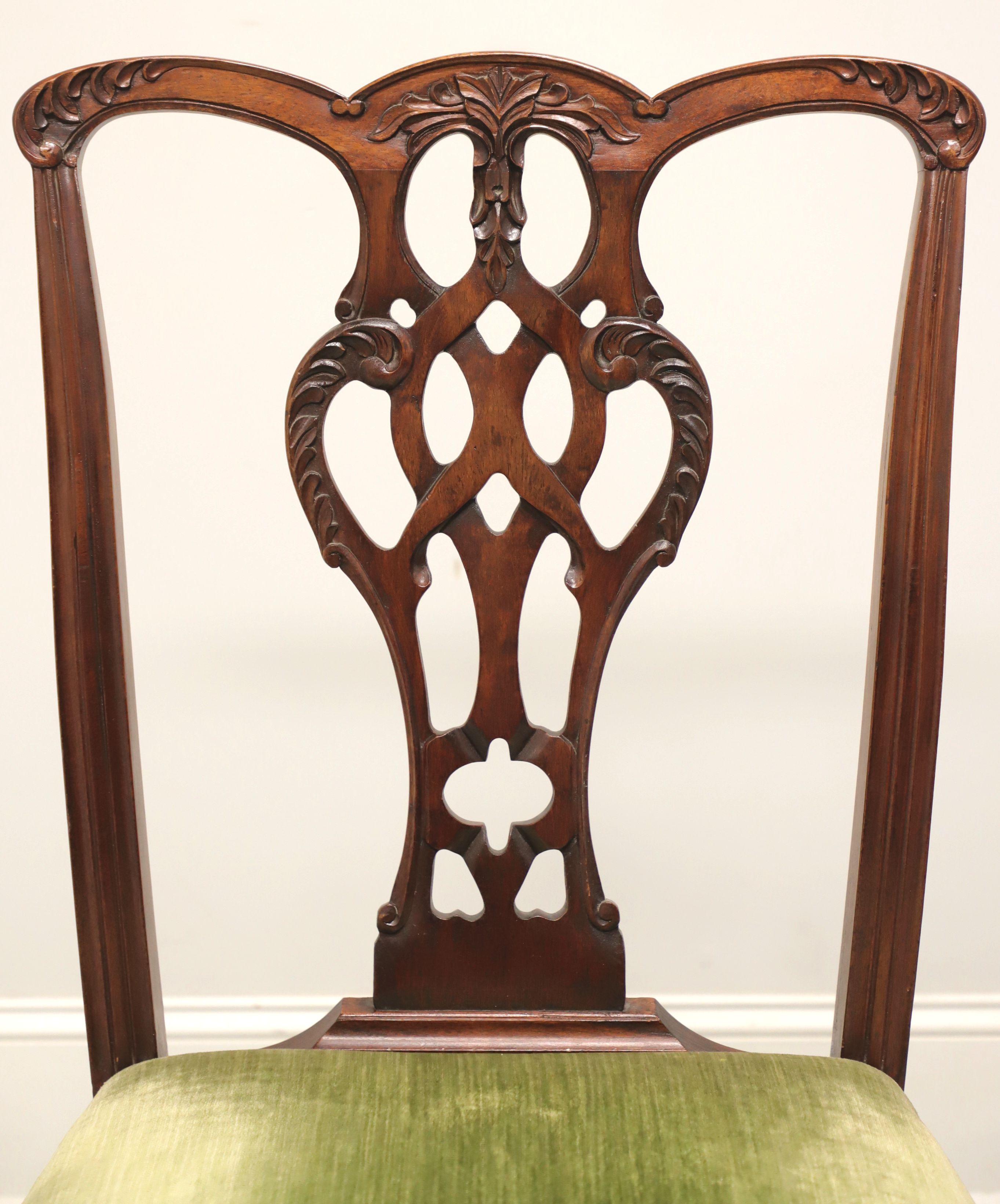 CRAFTIQUE Mahogany Chippendale Style Straight Leg Dining Side Chairs - Pair C For Sale 1
