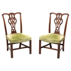 CRAFTIQUE Mahogany Chippendale Style Straight Leg Dining Side Chairs - Pair C