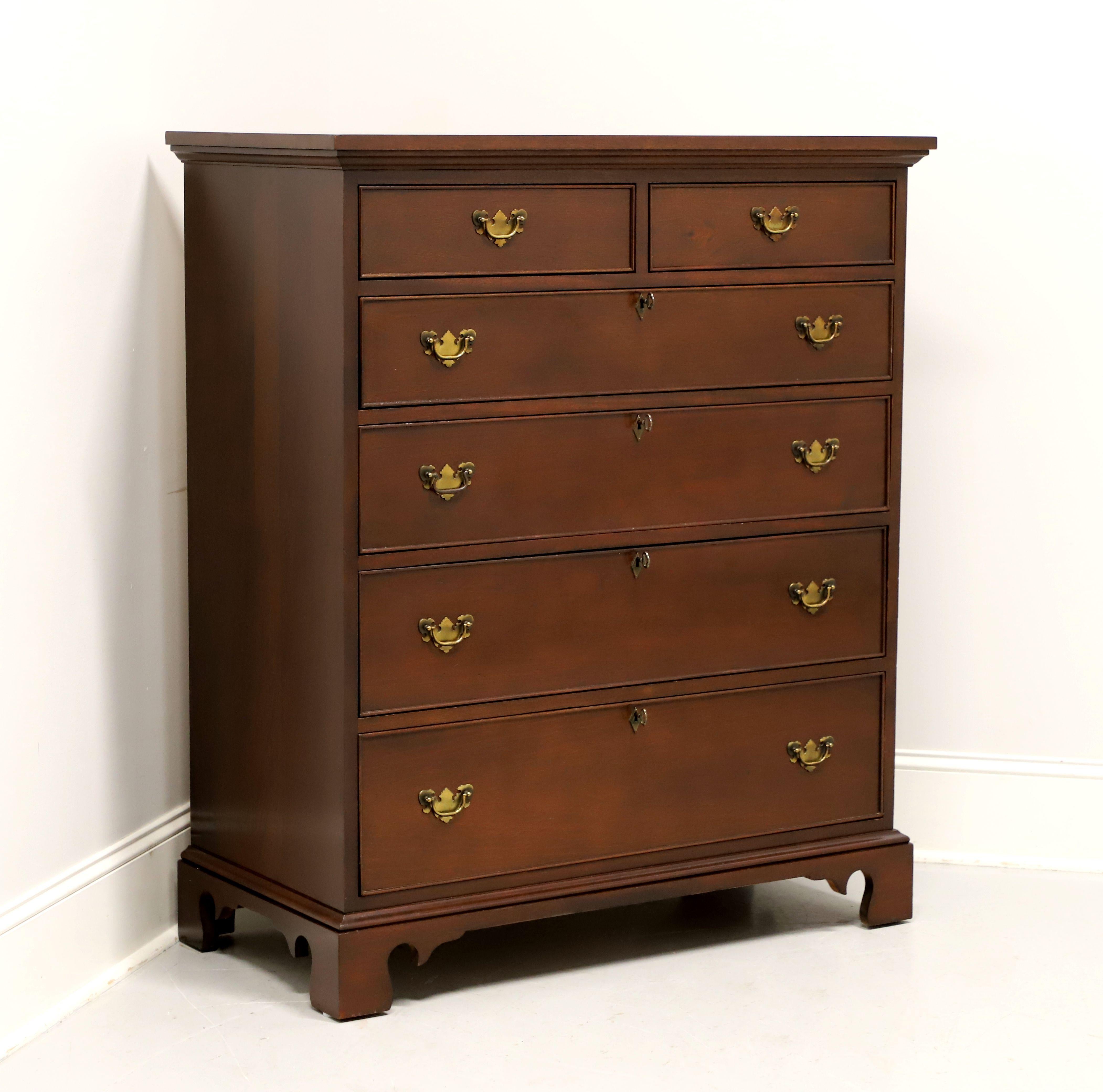 CRAFTIQUE Solid Mahogany Chippendale Two Over Four Drawer Tall Chest For Sale 6
