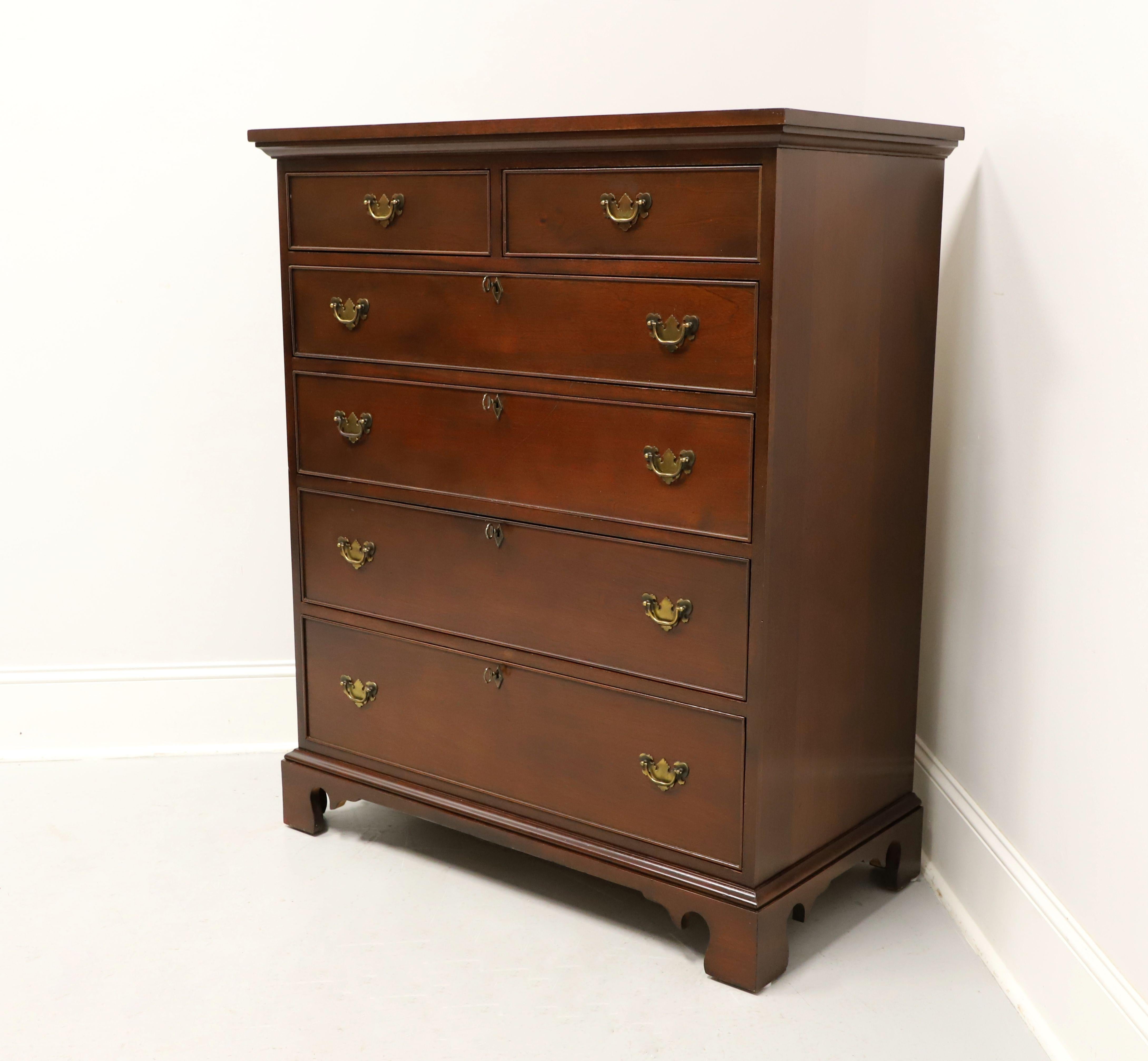 American CRAFTIQUE Solid Mahogany Chippendale Two Over Four Drawer Tall Chest For Sale