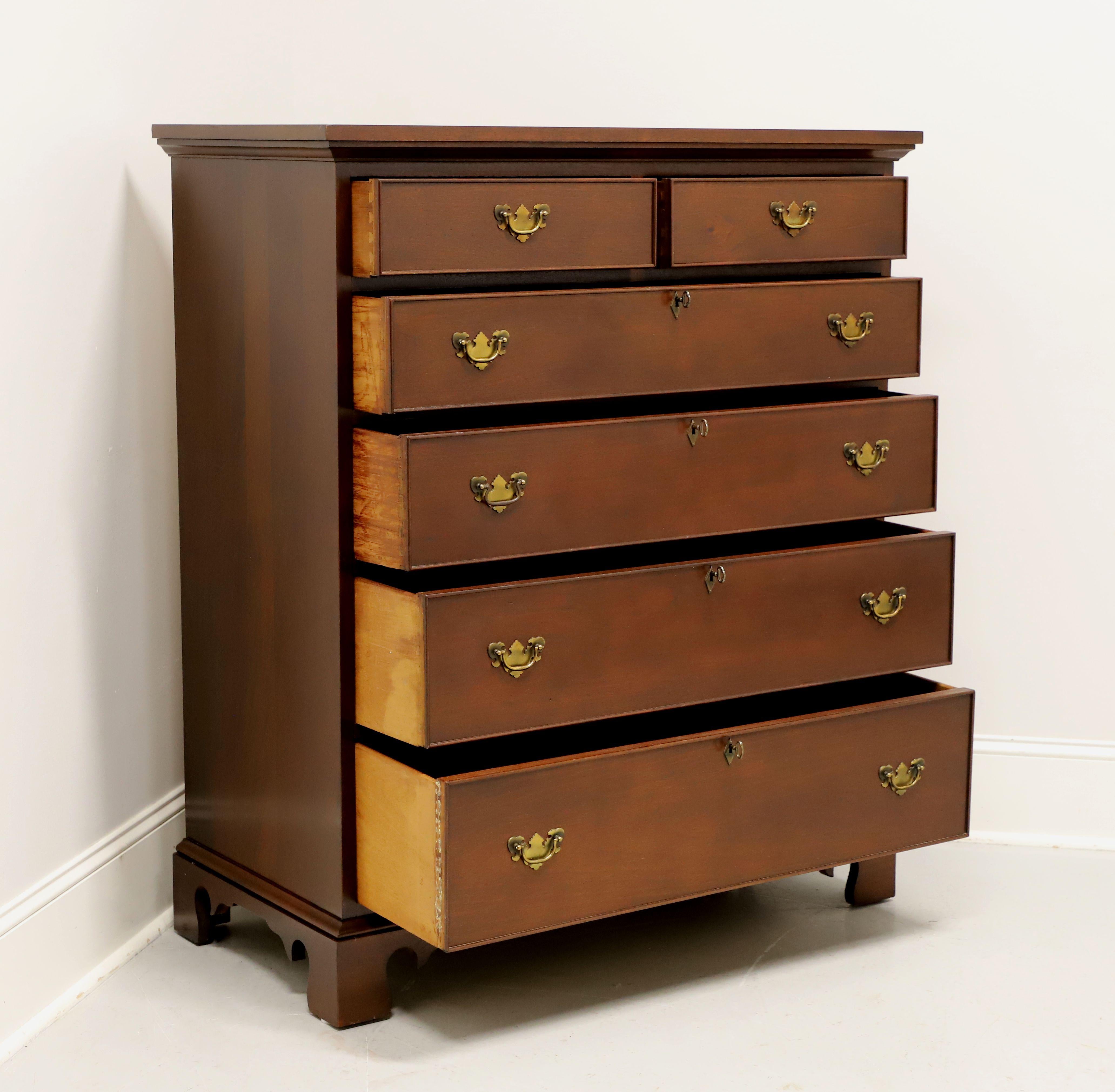 20th Century CRAFTIQUE Solid Mahogany Chippendale Two Over Four Drawer Tall Chest For Sale
