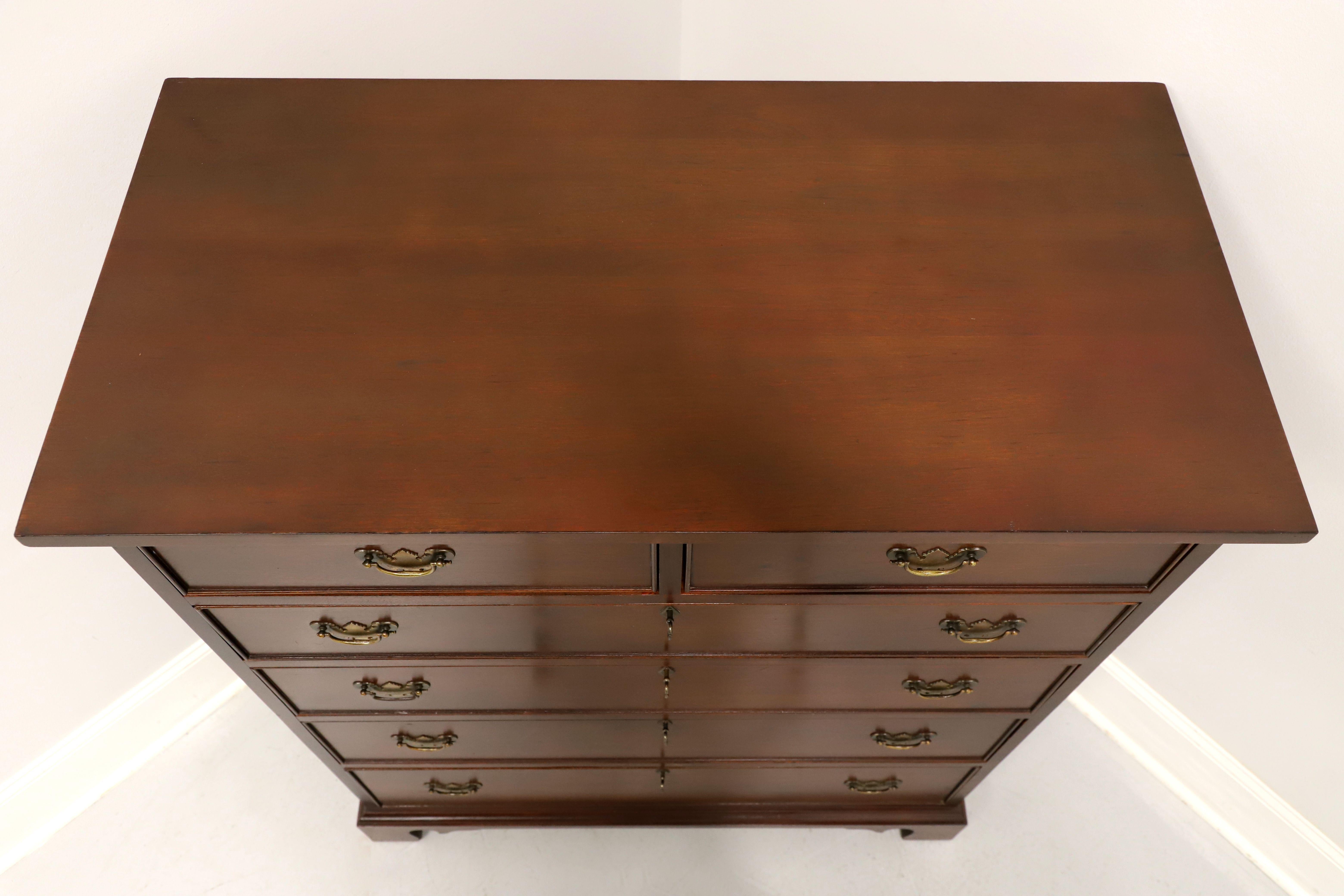 Brass CRAFTIQUE Solid Mahogany Chippendale Two Over Four Drawer Tall Chest For Sale