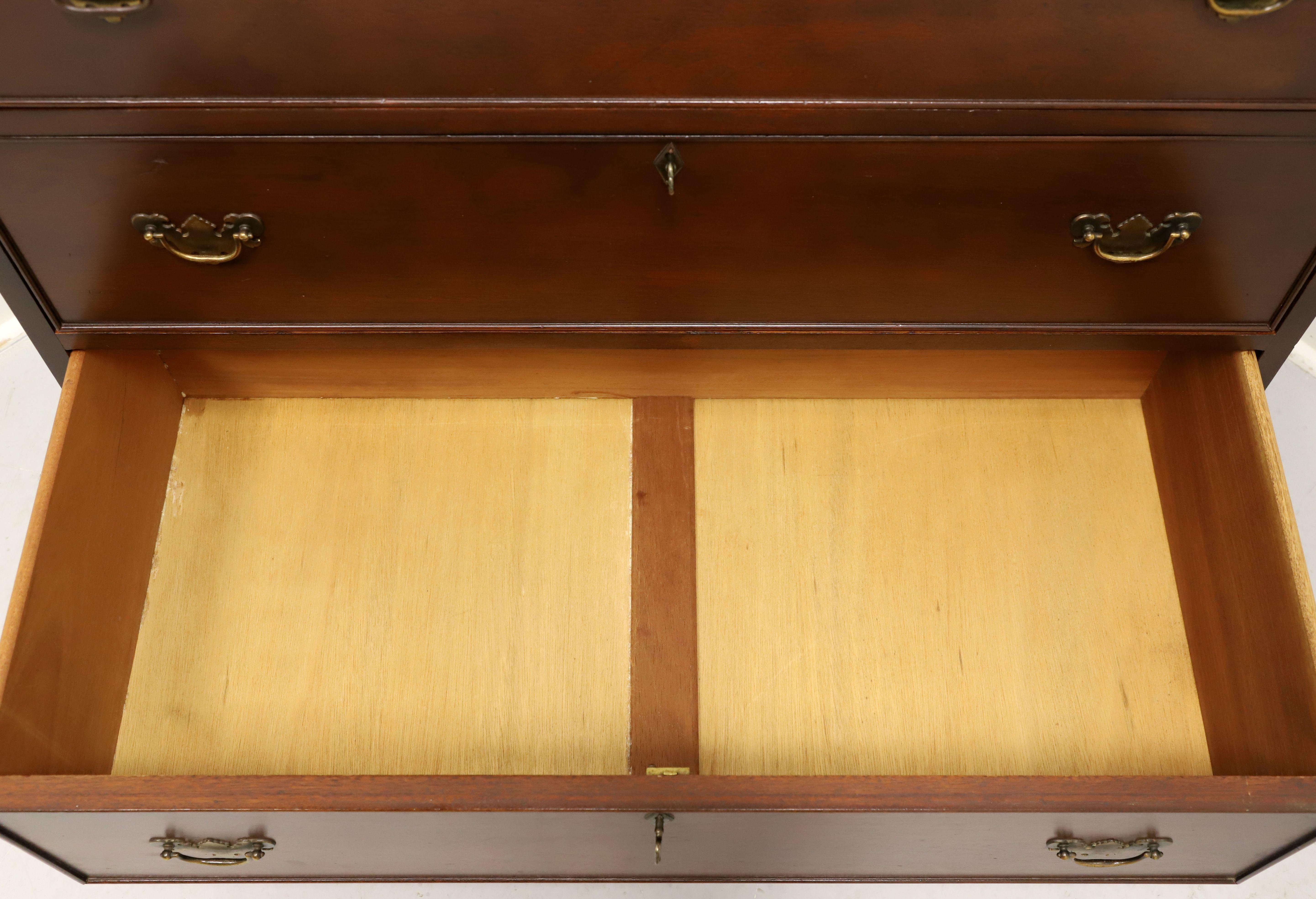 CRAFTIQUE Solid Mahogany Chippendale Two Over Four Drawer Tall Chest For Sale 3