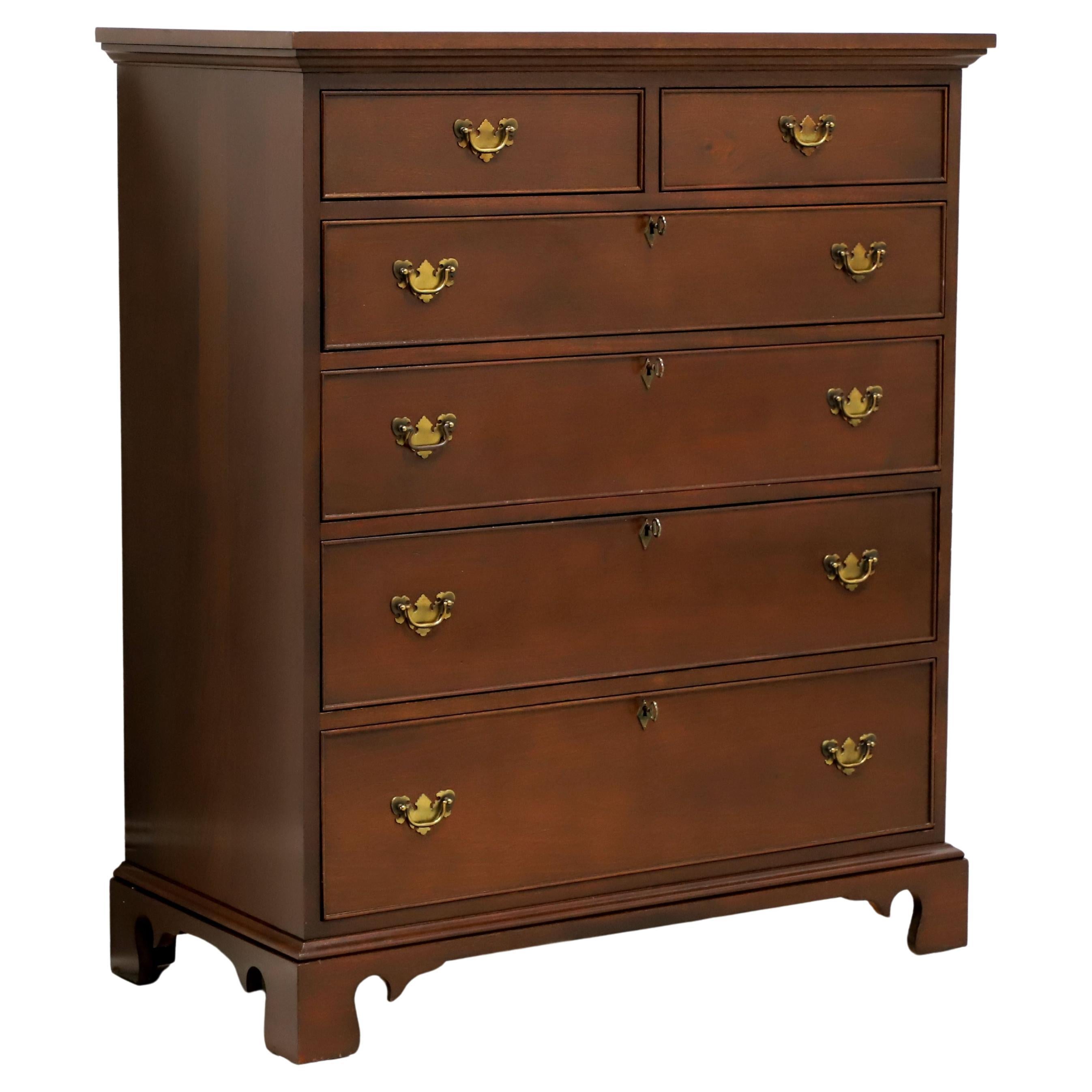 CRAFTIQUE Solid Mahogany Chippendale Two Over Four Drawer Tall Chest For Sale