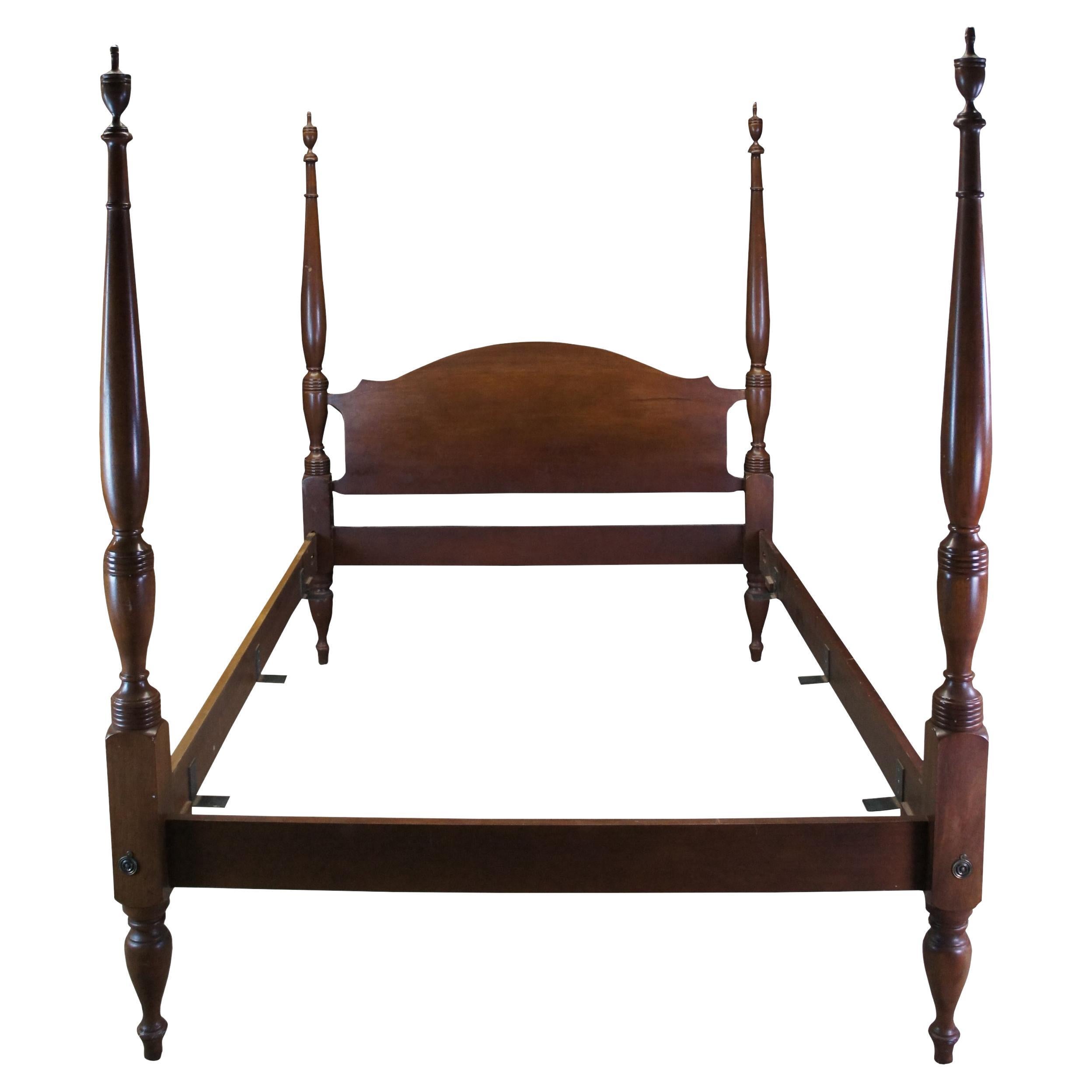 Craftique Mid Century Solid Mahogany Chippendale Style Four Poster Queen Bed
