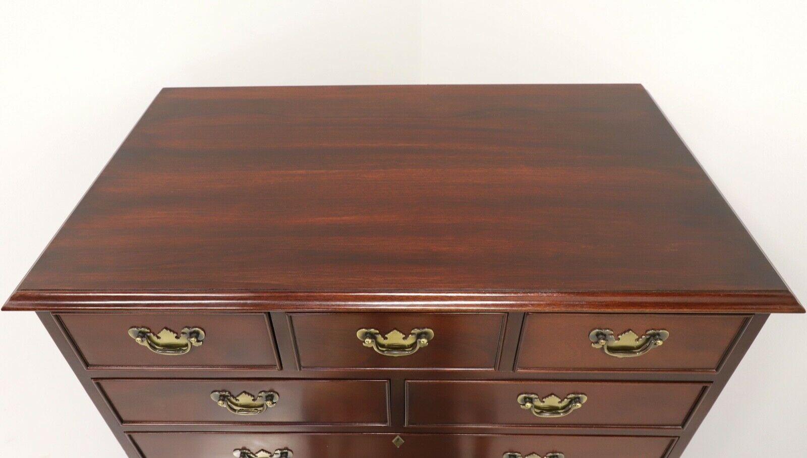 20th Century CRAFTIQUE Solid Mahogany Chippendale Chest on Chest with Ogee Feet A
