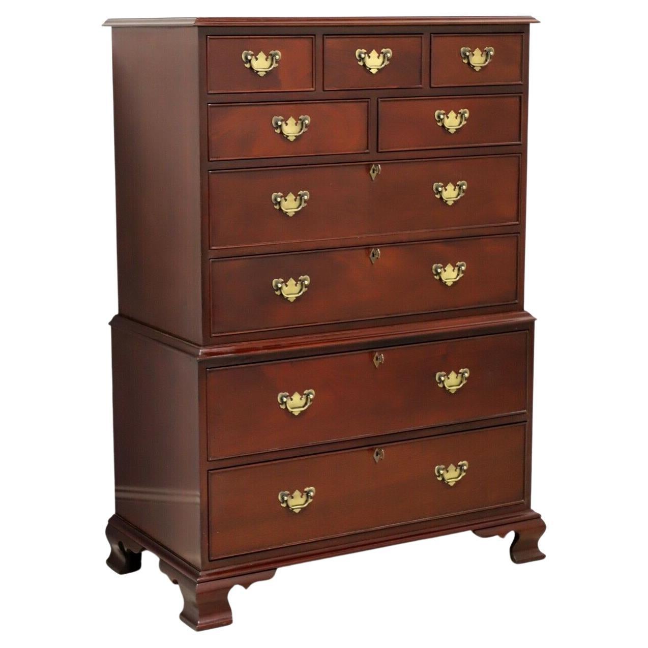 CRAFTIQUE Solid Mahogany Chippendale Chest on Chest with Ogee Feet A