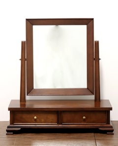 CRAFTIQUE Solid Mahogany Chippendale Cheval Two-Drawer Dressing Table Mirror