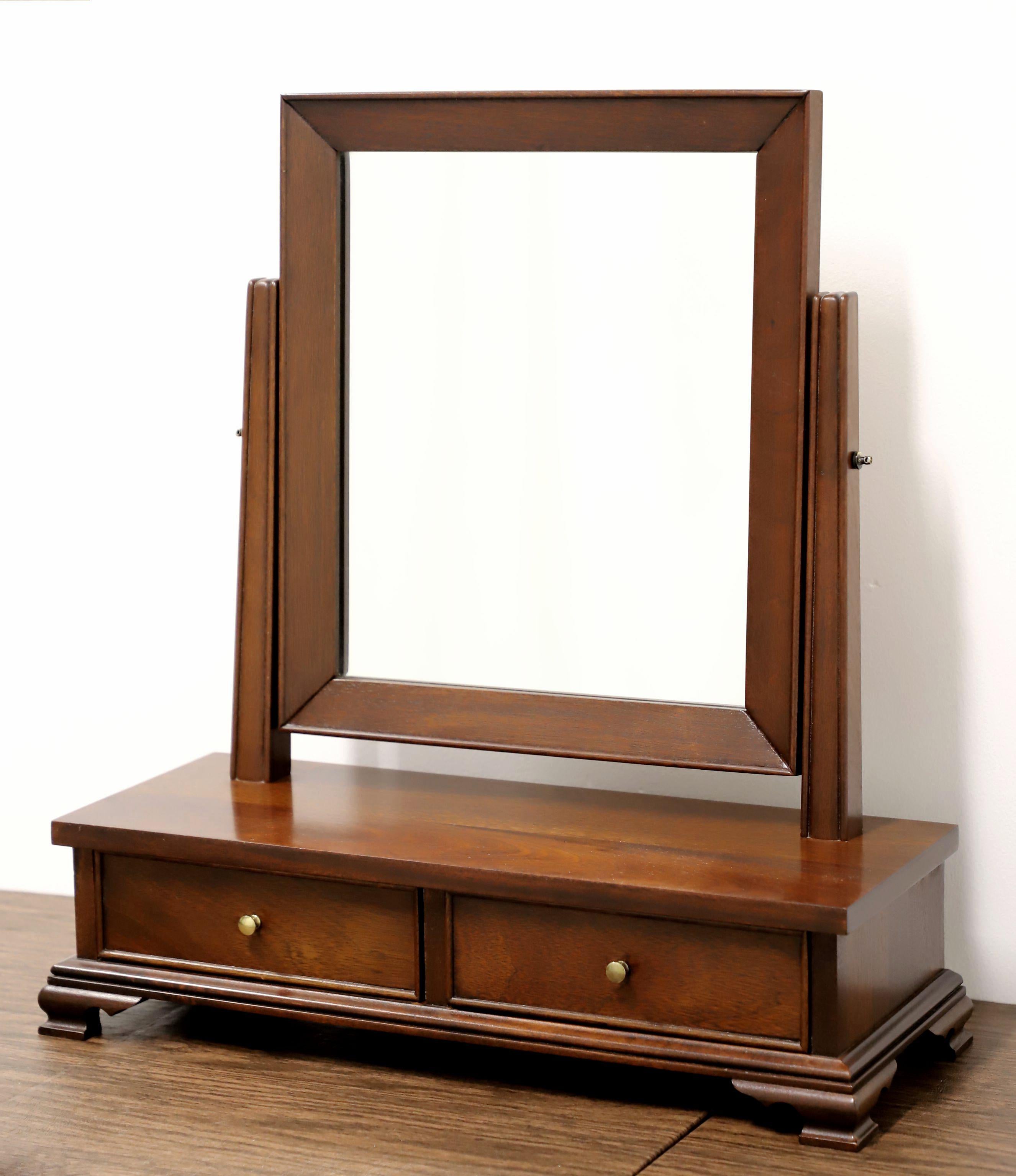 American CRAFTIQUE Solid Mahogany Chippendale Cheval Two-Drawer Dressing Table Mirror For Sale