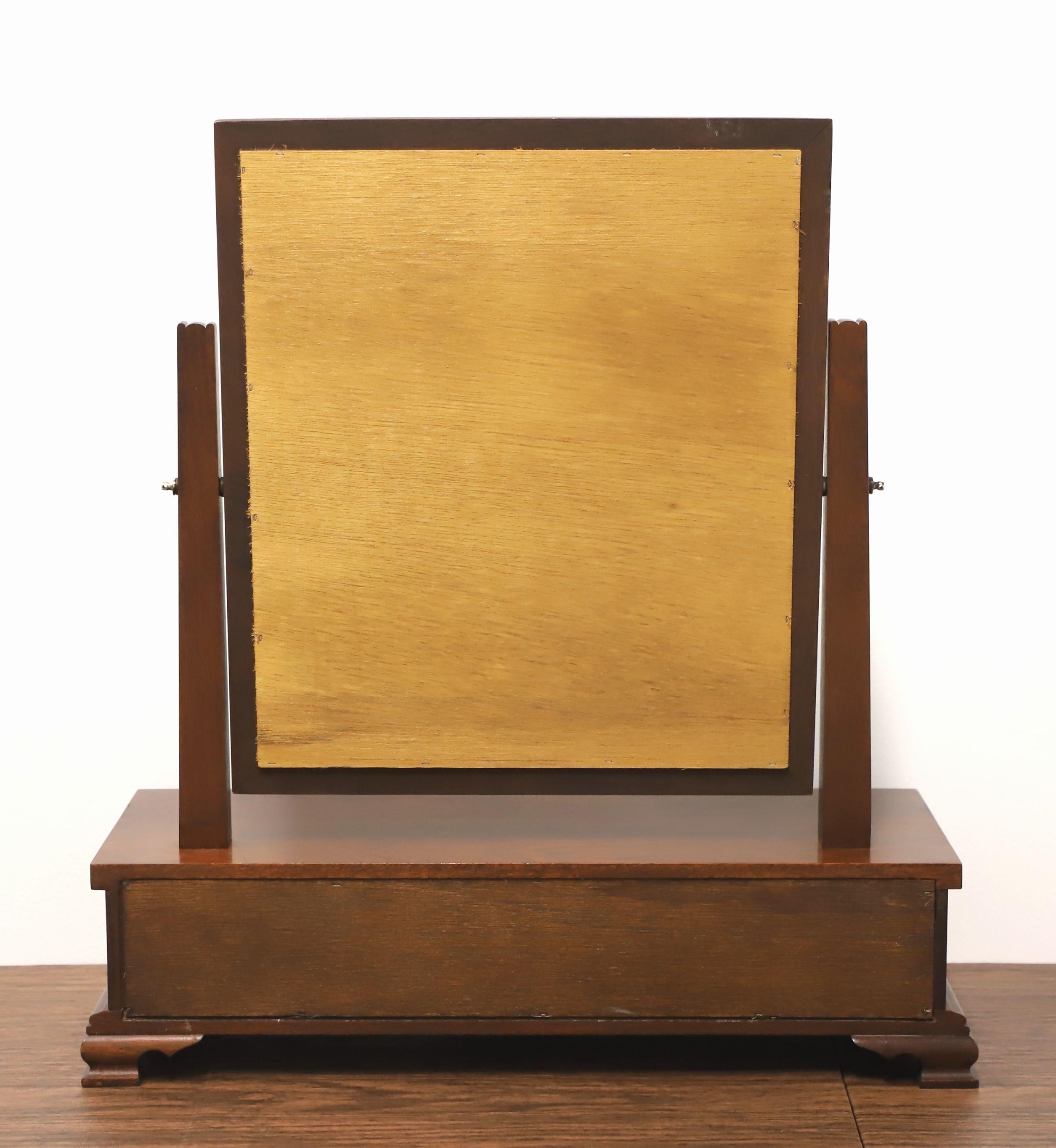CRAFTIQUE Solid Mahogany Chippendale Cheval Two-Drawer Dressing Table Mirror In Good Condition For Sale In Charlotte, NC