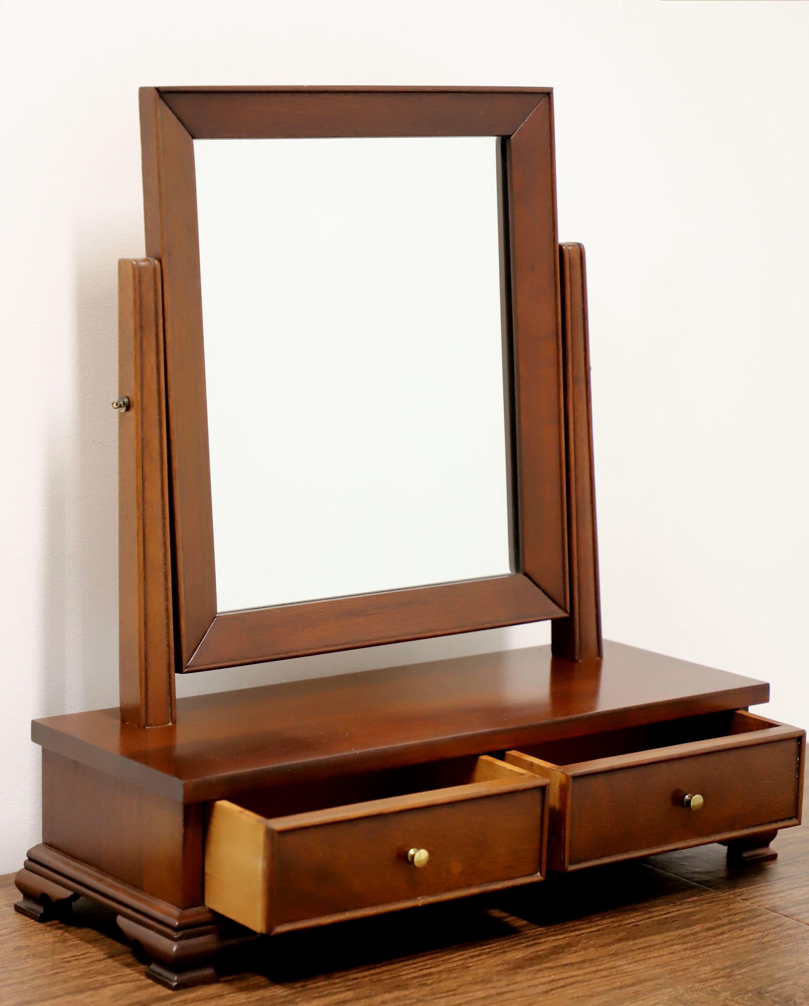 20th Century CRAFTIQUE Solid Mahogany Chippendale Cheval Two-Drawer Dressing Table Mirror For Sale