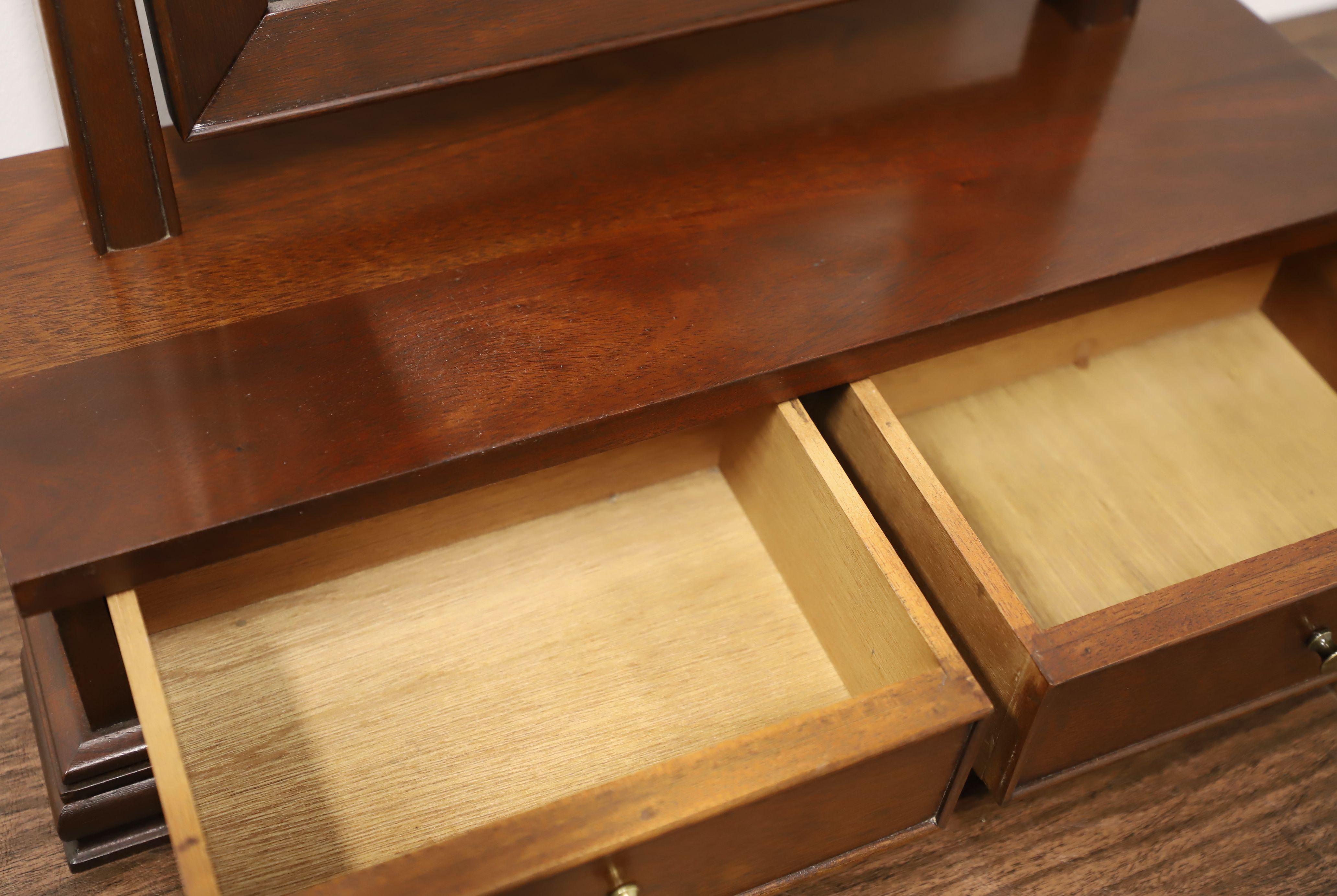 Brass CRAFTIQUE Solid Mahogany Chippendale Cheval Two-Drawer Dressing Table Mirror For Sale