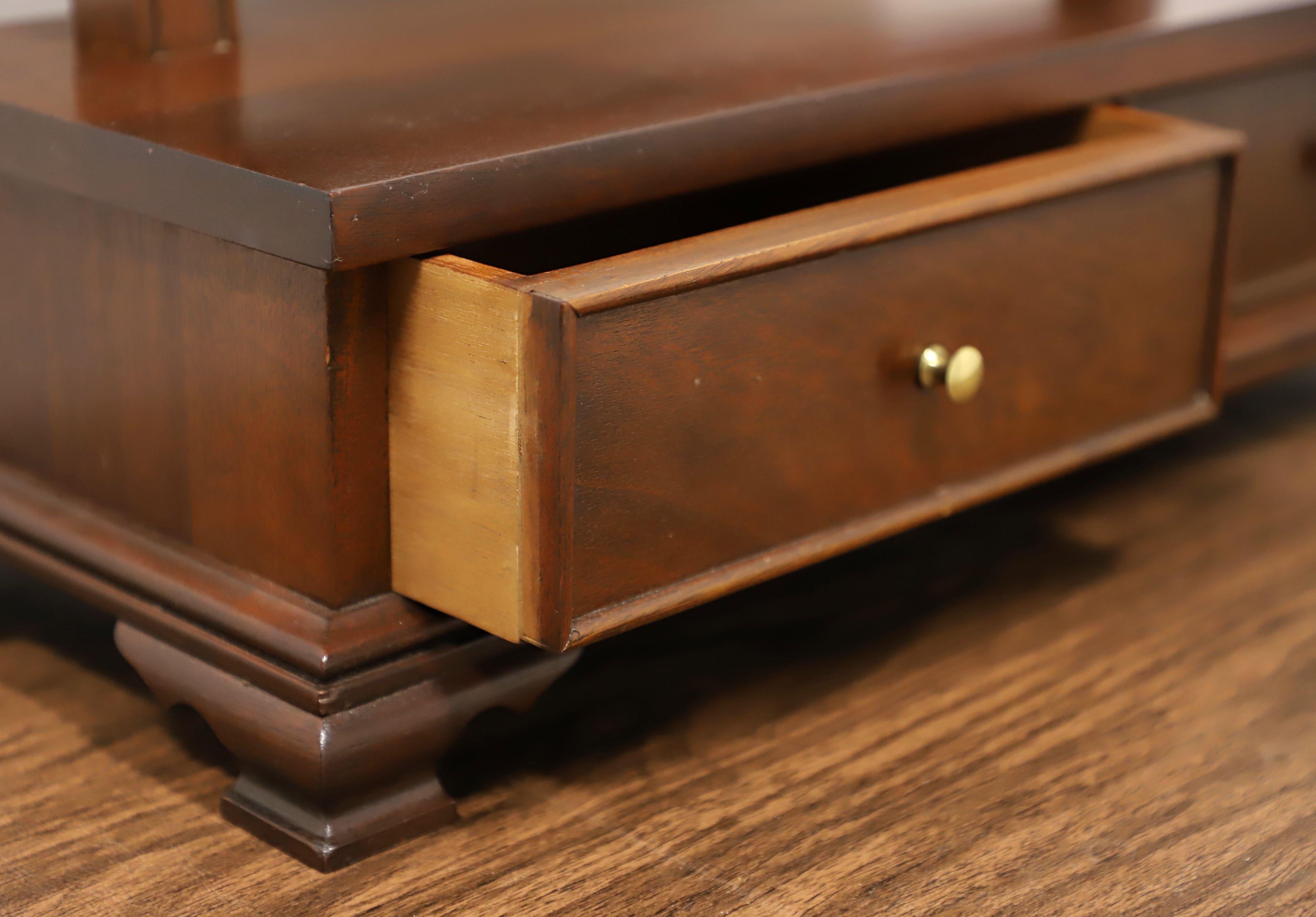 CRAFTIQUE Solid Mahogany Chippendale Cheval Two-Drawer Dressing Table Mirror For Sale 1