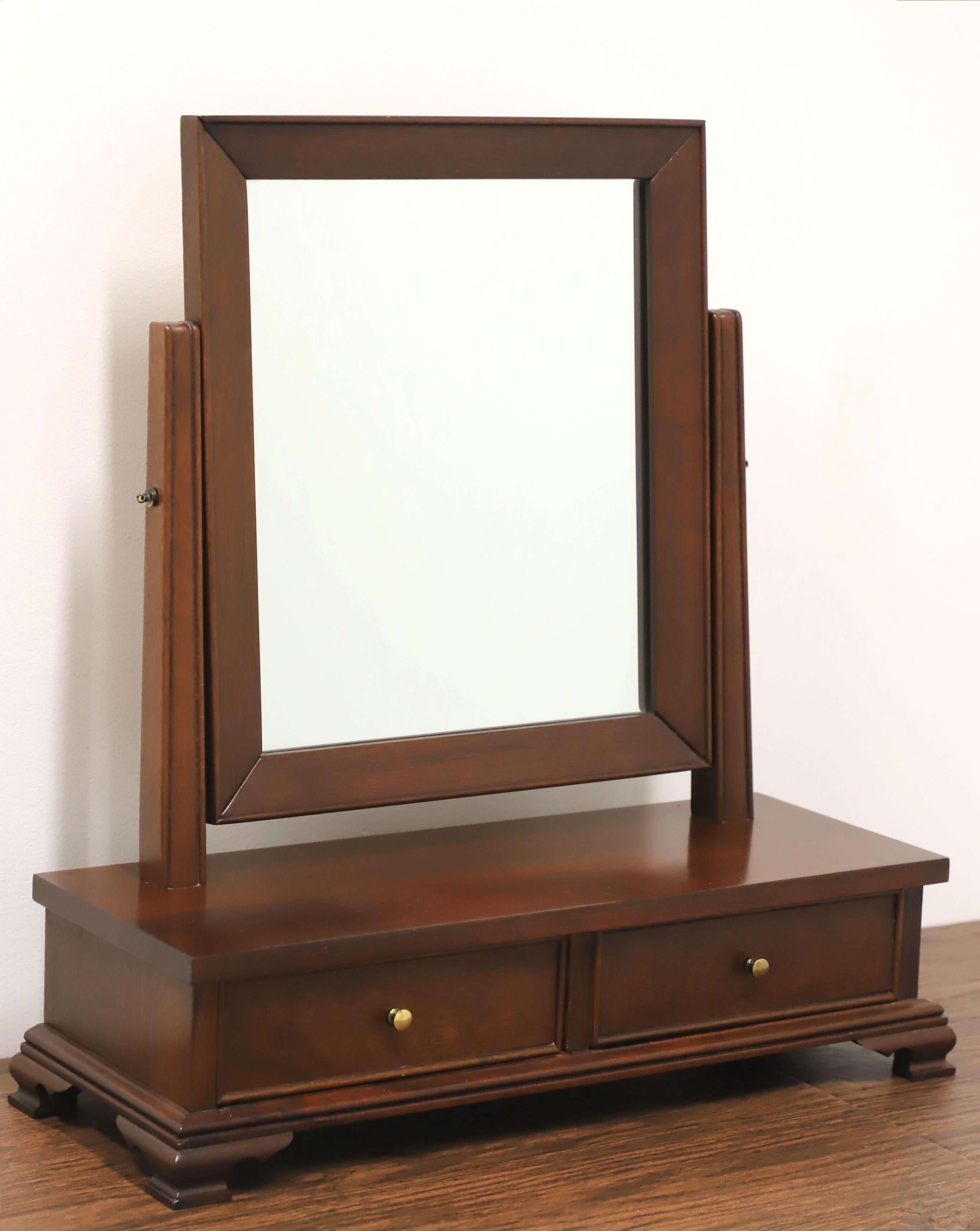 CRAFTIQUE Solid Mahogany Chippendale Cheval Two-Drawer Dressing Table Mirror For Sale 2
