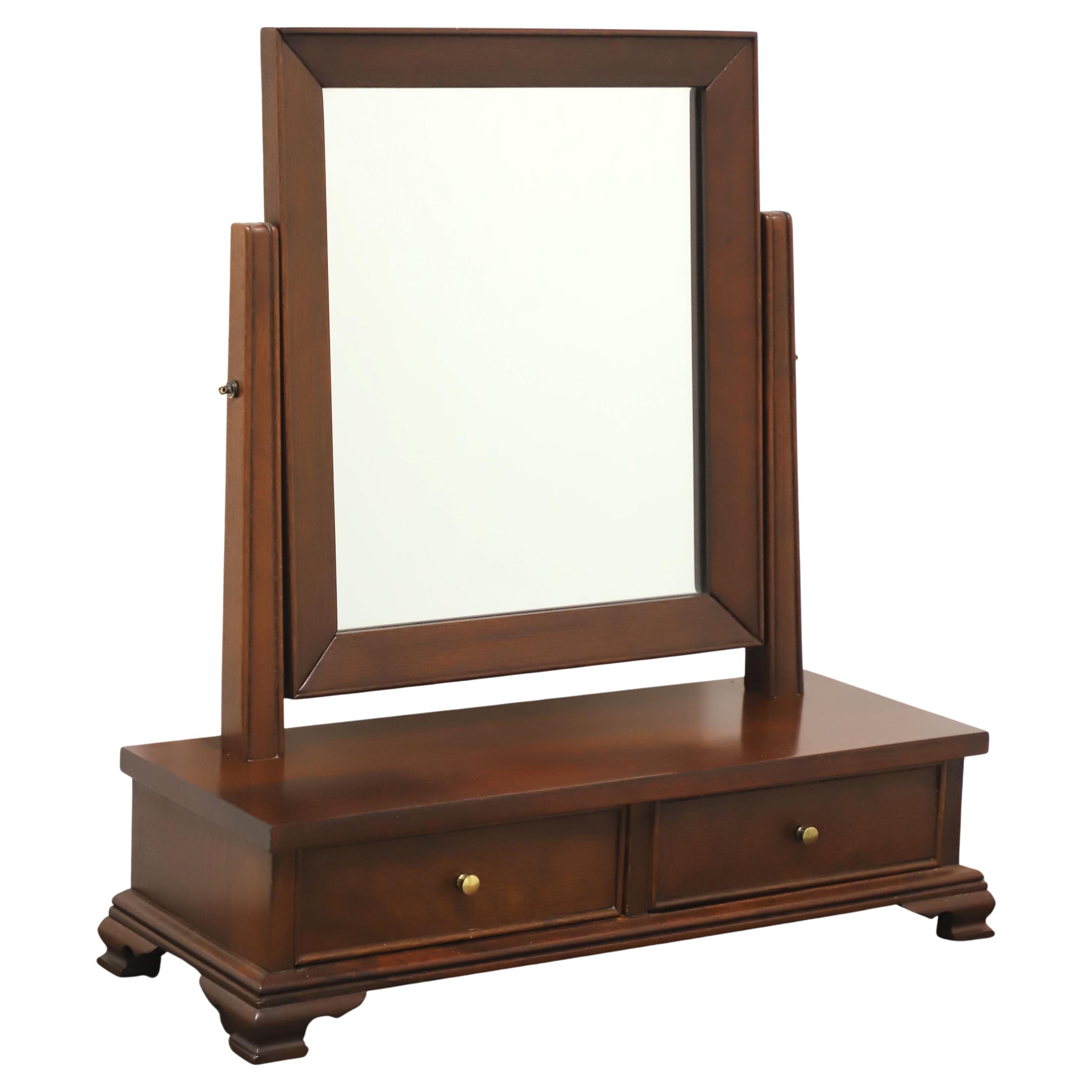 CRAFTIQUE Solid Mahogany Chippendale Cheval Two-Drawer Dressing Table Mirror For Sale