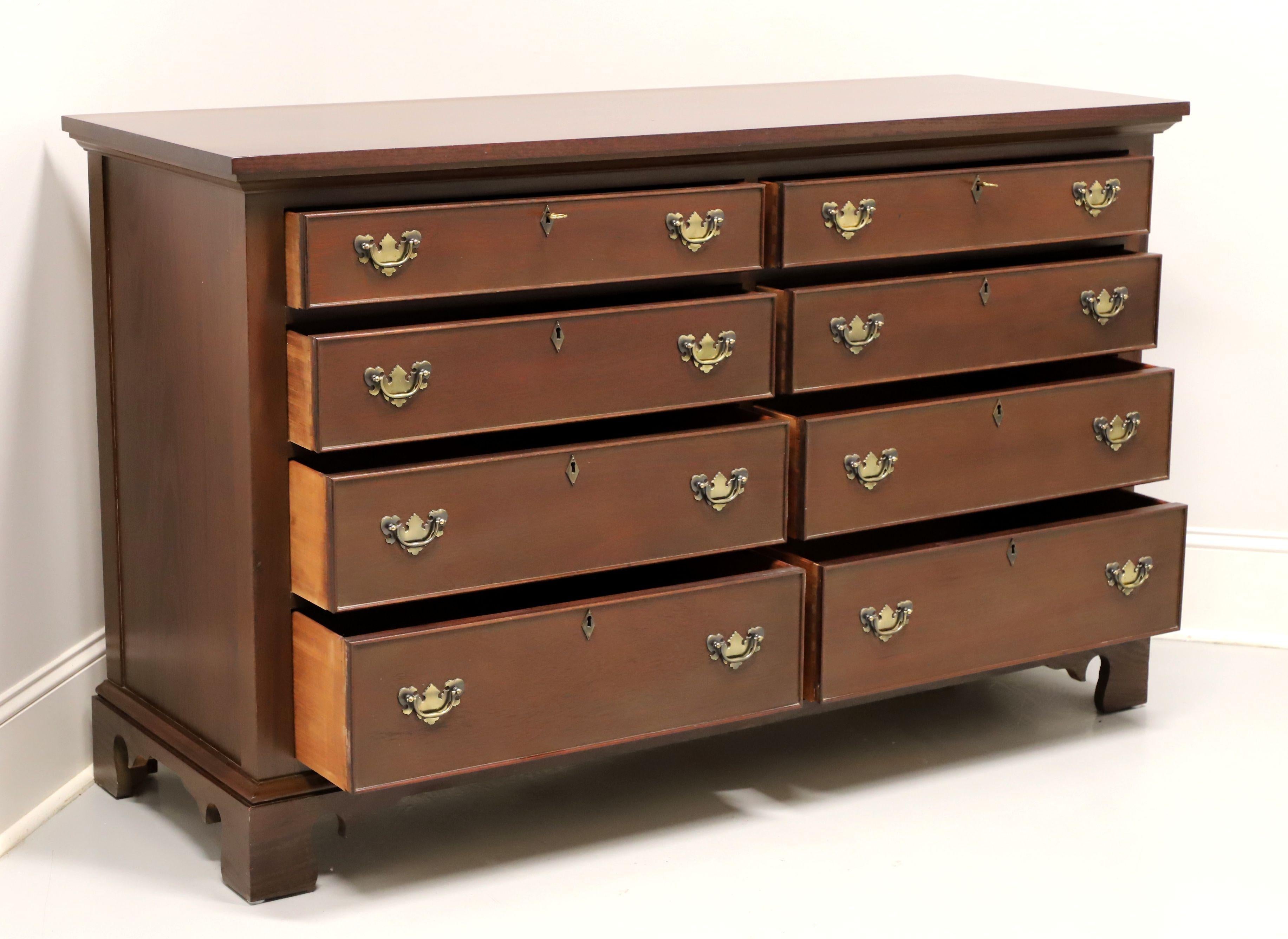 CRAFTIQUE Solid Mahogany Chippendale Double Dresser In Good Condition In Charlotte, NC