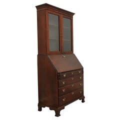 CRAFTIQUE Solid Mahogany Chippendale Secretary Desk w/ Bookcase