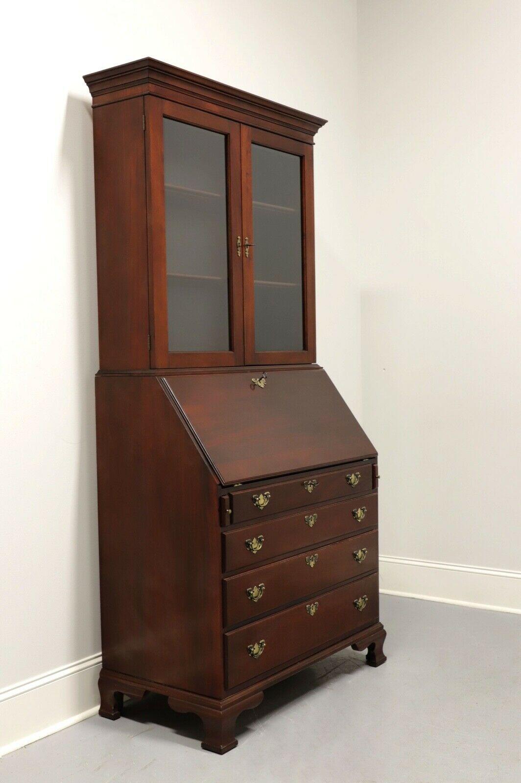 CRAFTIQUE Solid Mahogany Chippendale Secretary Desk w/ Bookcase For Sale 11