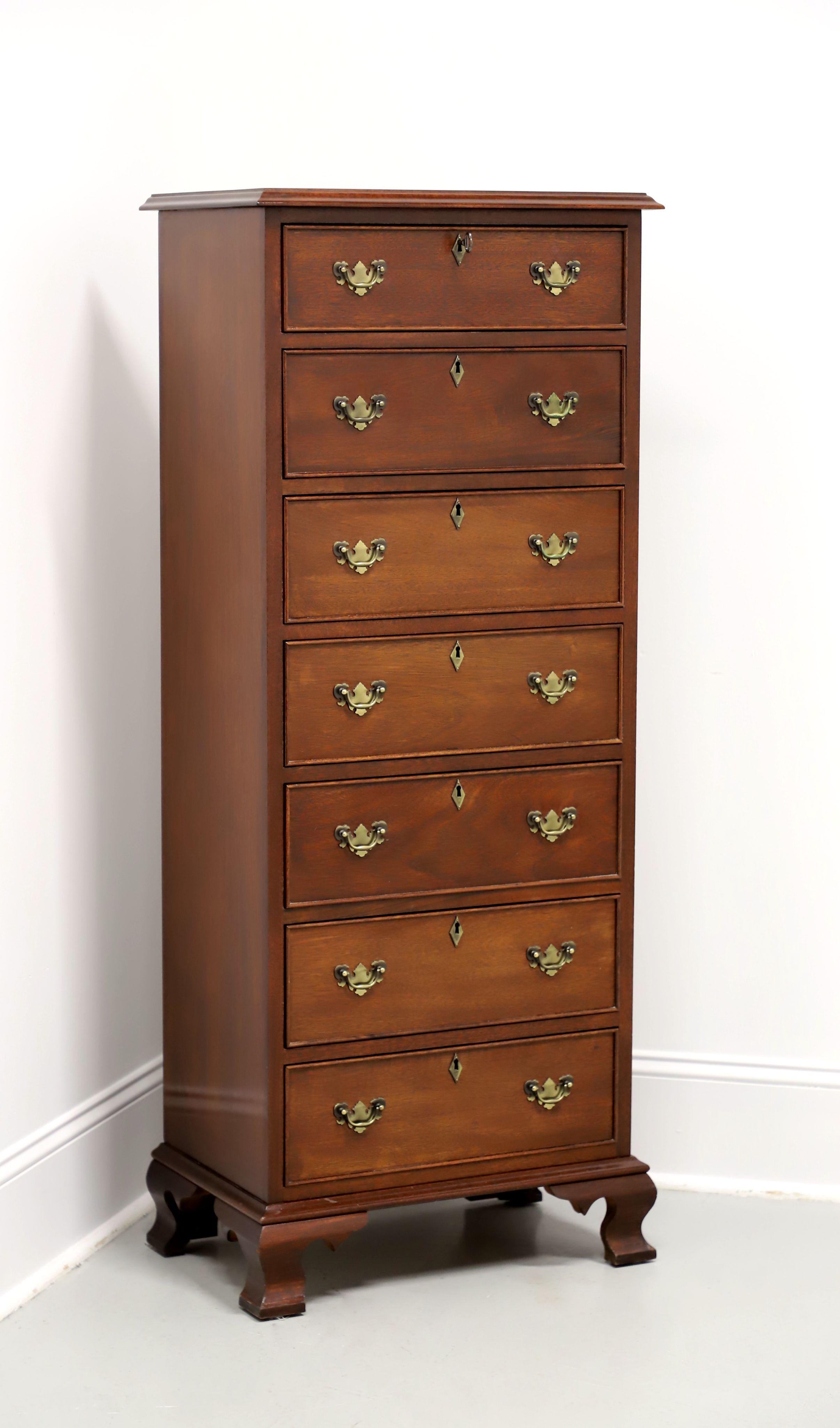 CRAFTIQUE Solid Mahogany Chippendale Semainier Lingerie Chest with Ogee Feet For Sale 5