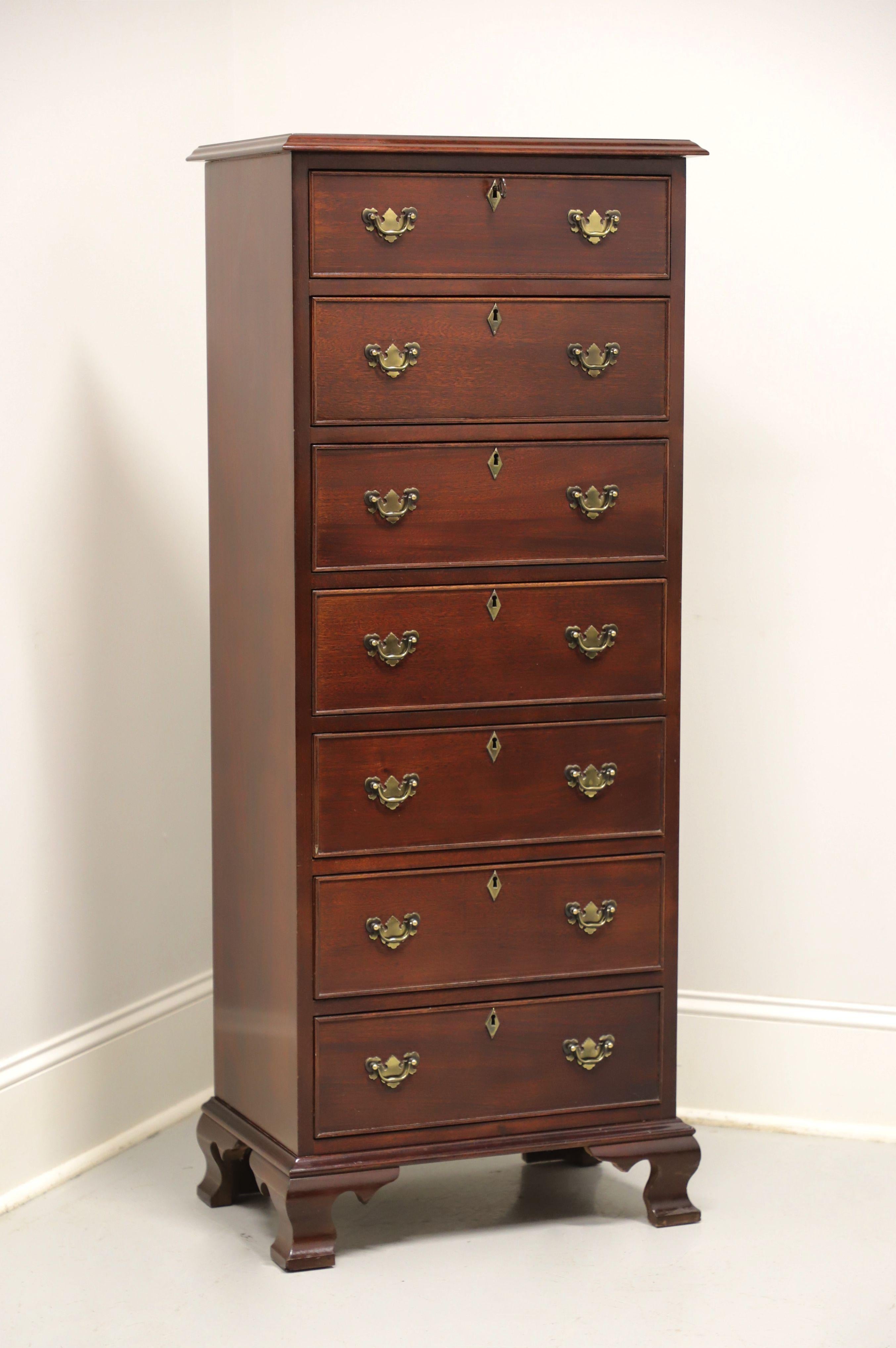 CRAFTIQUE Solid Mahogany Chippendale Semainier Lingerie Chest with Ogee Feet 6