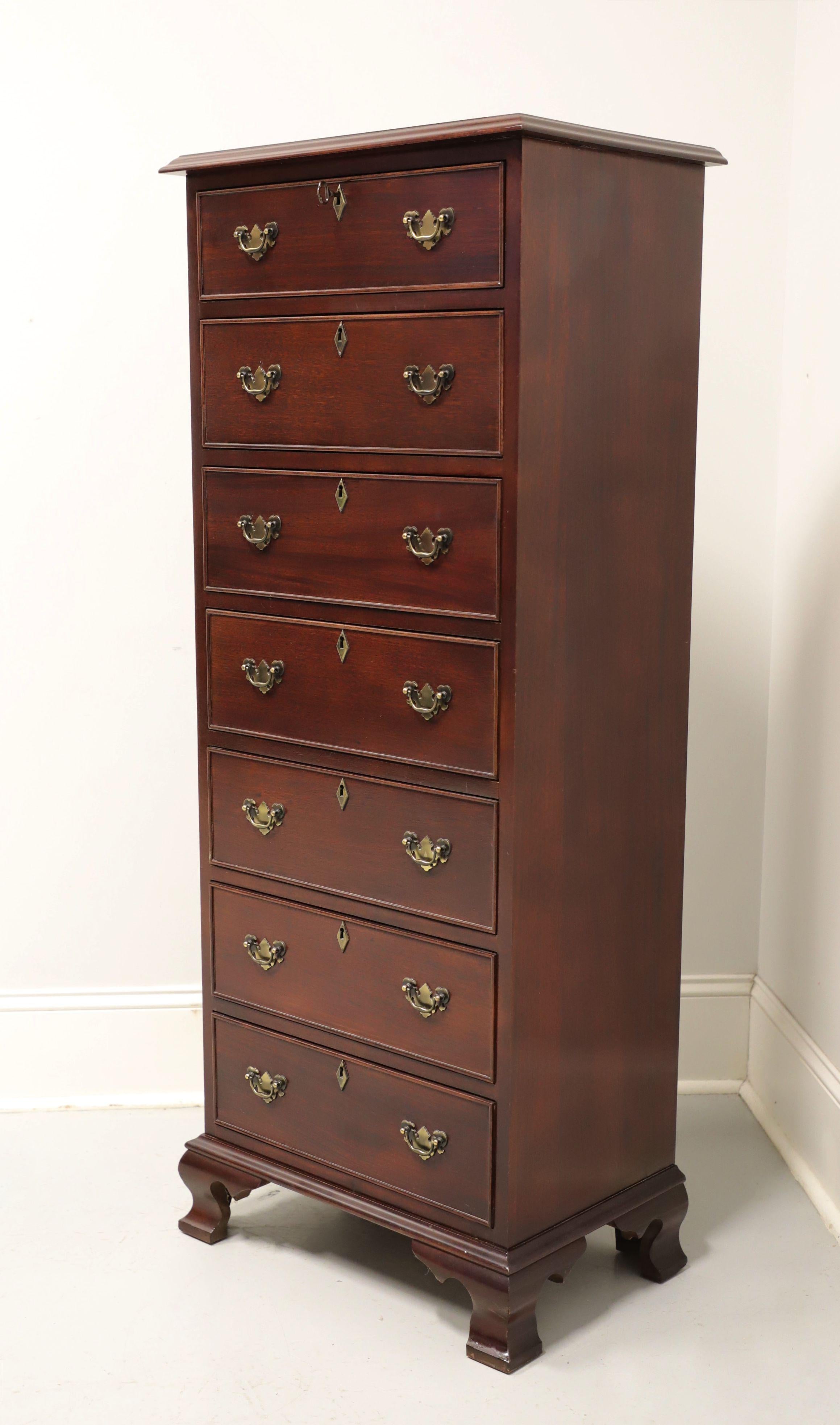 American CRAFTIQUE Solid Mahogany Chippendale Semainier Lingerie Chest with Ogee Feet