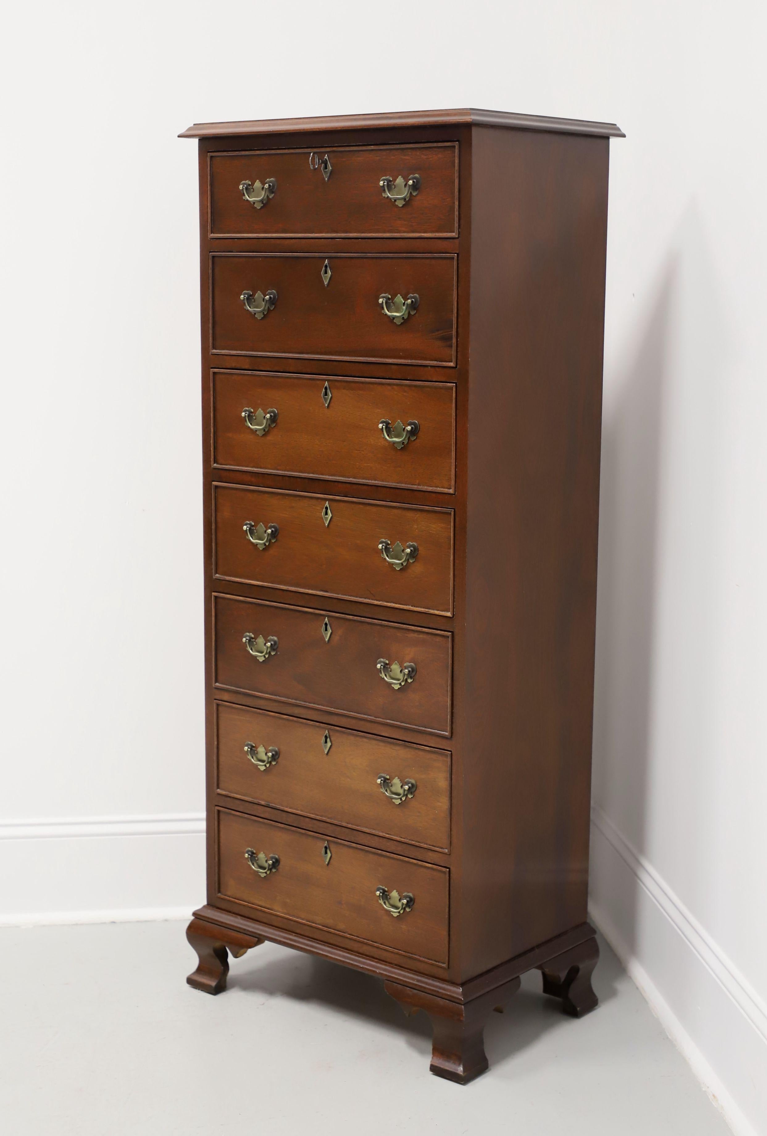 American CRAFTIQUE Solid Mahogany Chippendale Semainier Lingerie Chest with Ogee Feet For Sale