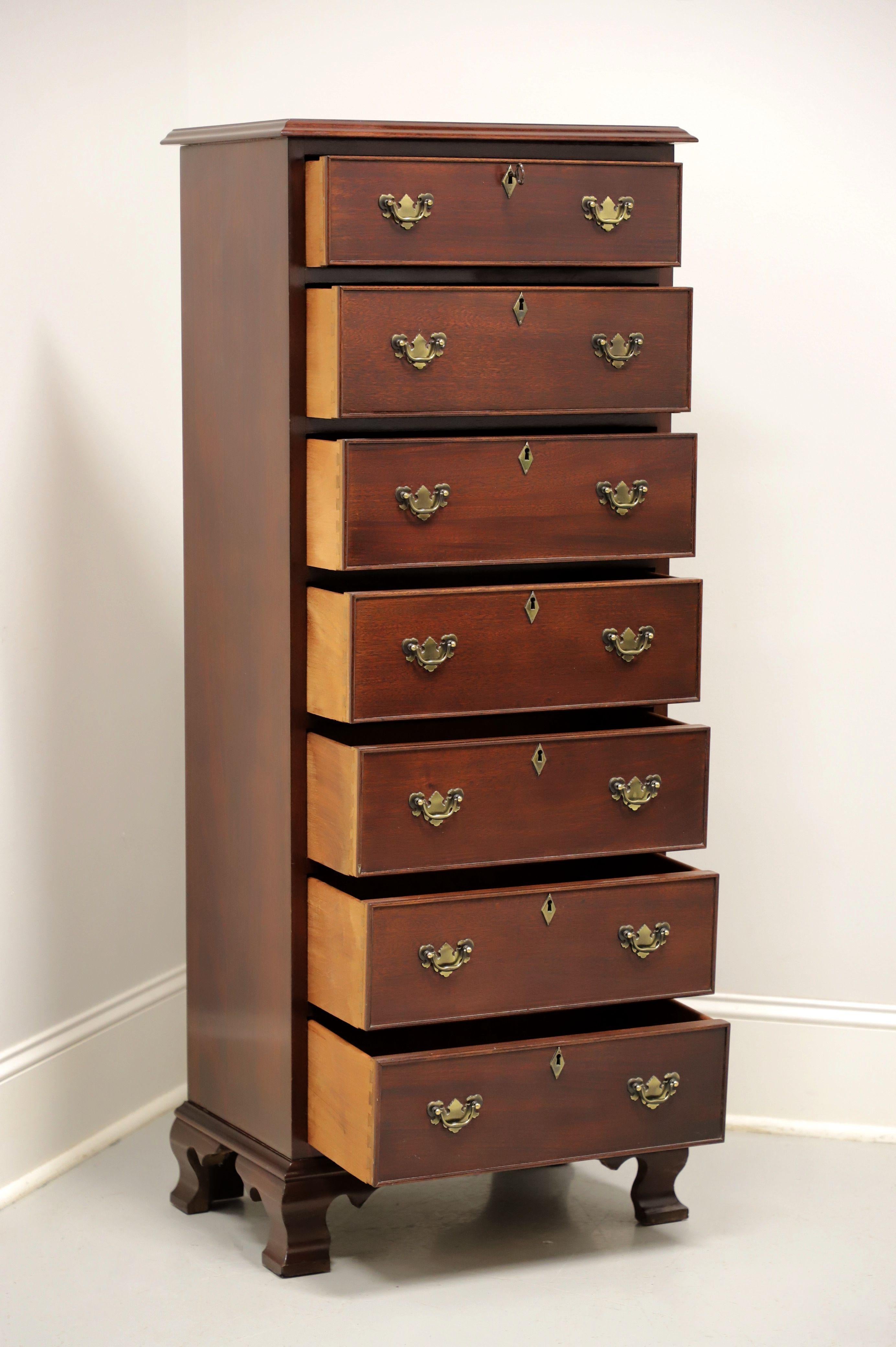 20th Century CRAFTIQUE Solid Mahogany Chippendale Semainier Lingerie Chest with Ogee Feet
