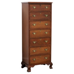 CRAFTIQUE Solid Mahogany Chippendale Semainier Lingerie Chest with Ogee Feet