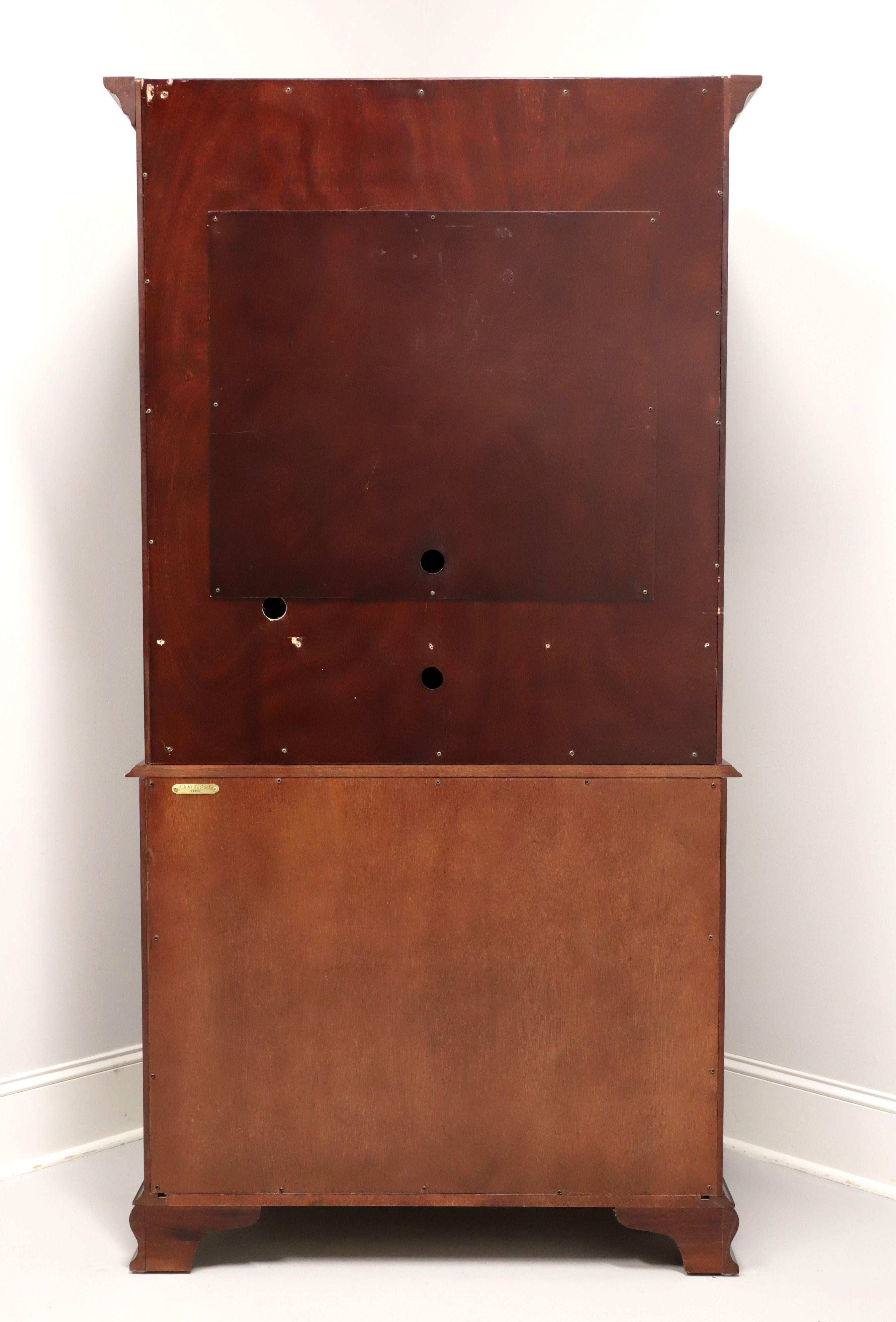 CRAFTIQUE Solid Mahogany Chippendale Style Armoire / Linen Press In Good Condition In Charlotte, NC