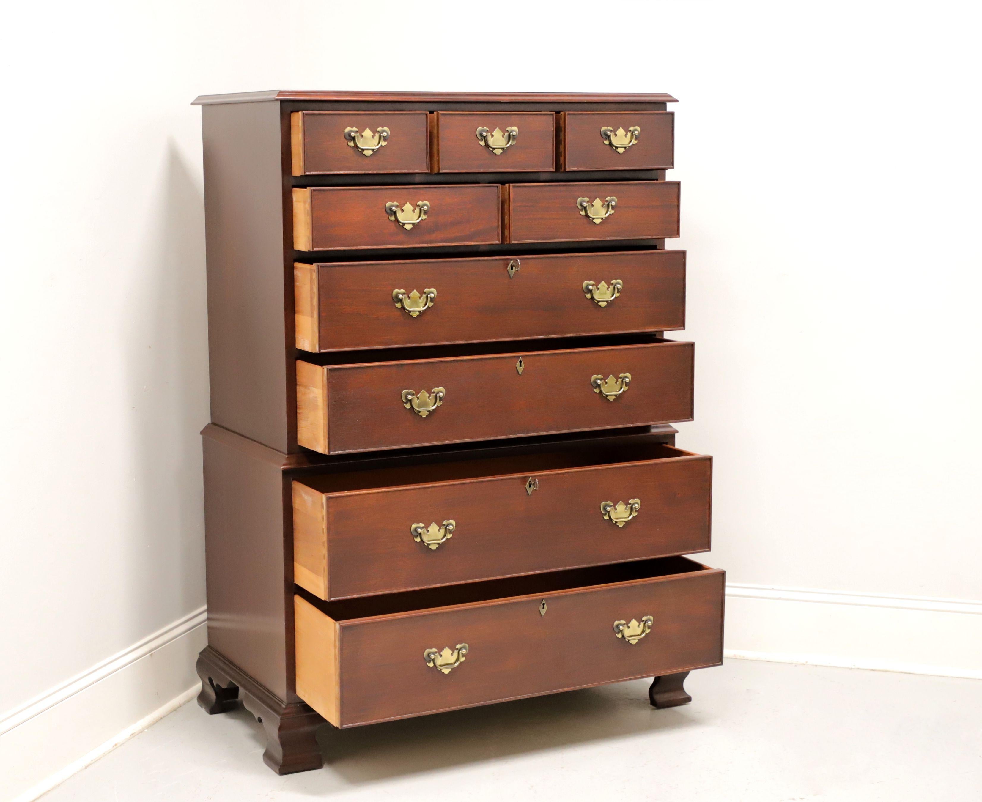 20th Century CRAFTIQUE Solid Mahogany Chippendale Style Chest on Chest with Ogee Feet - A