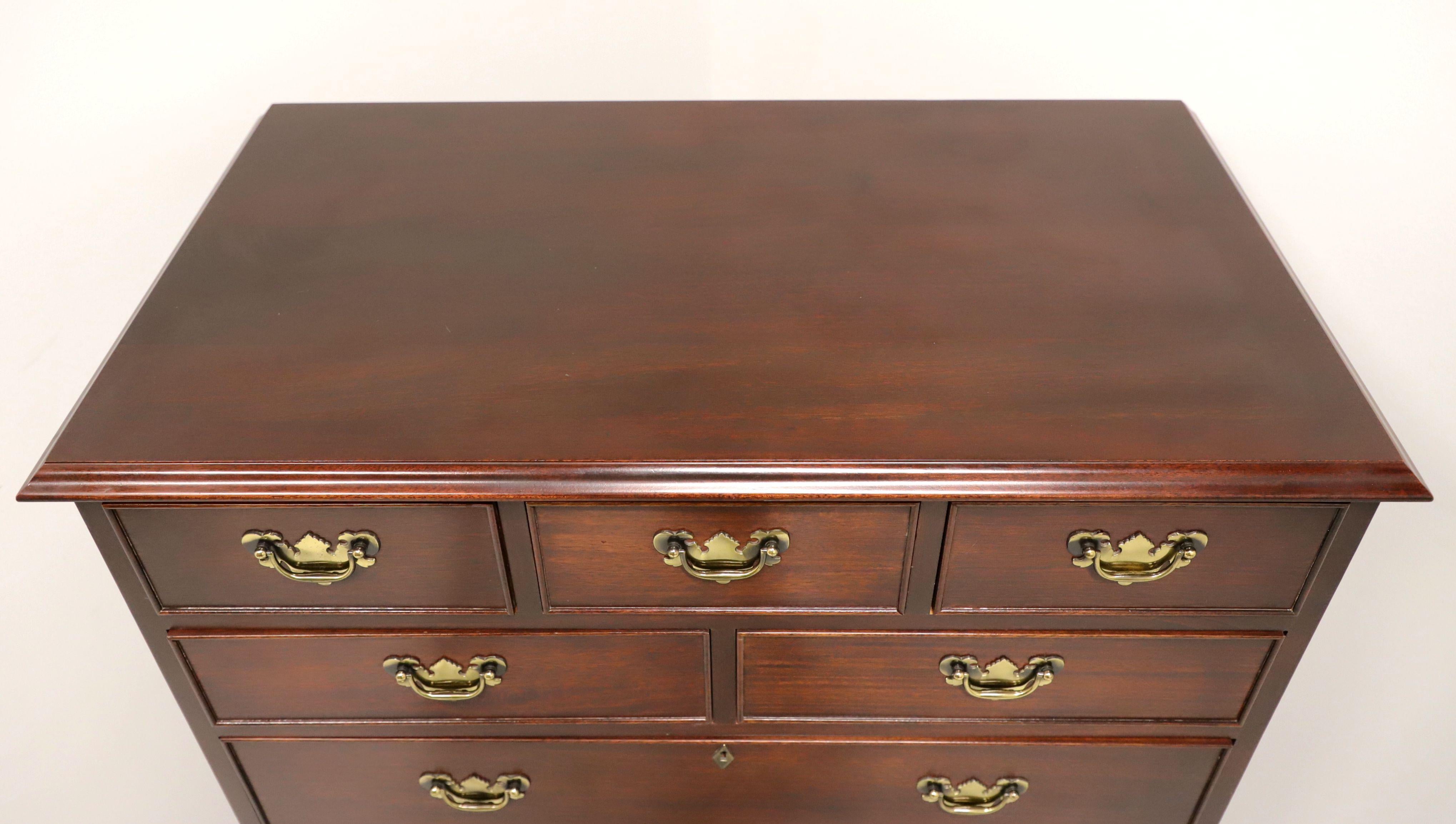 Brass CRAFTIQUE Solid Mahogany Chippendale Style Chest on Chest with Ogee Feet - A