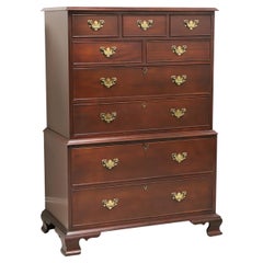 Vintage CRAFTIQUE Solid Mahogany Chippendale Style Chest on Chest with Ogee Feet - A