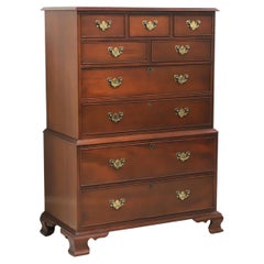 Vintage CRAFTIQUE Solid Mahogany Chippendale Style Chest on Chest with Ogee Feet - B