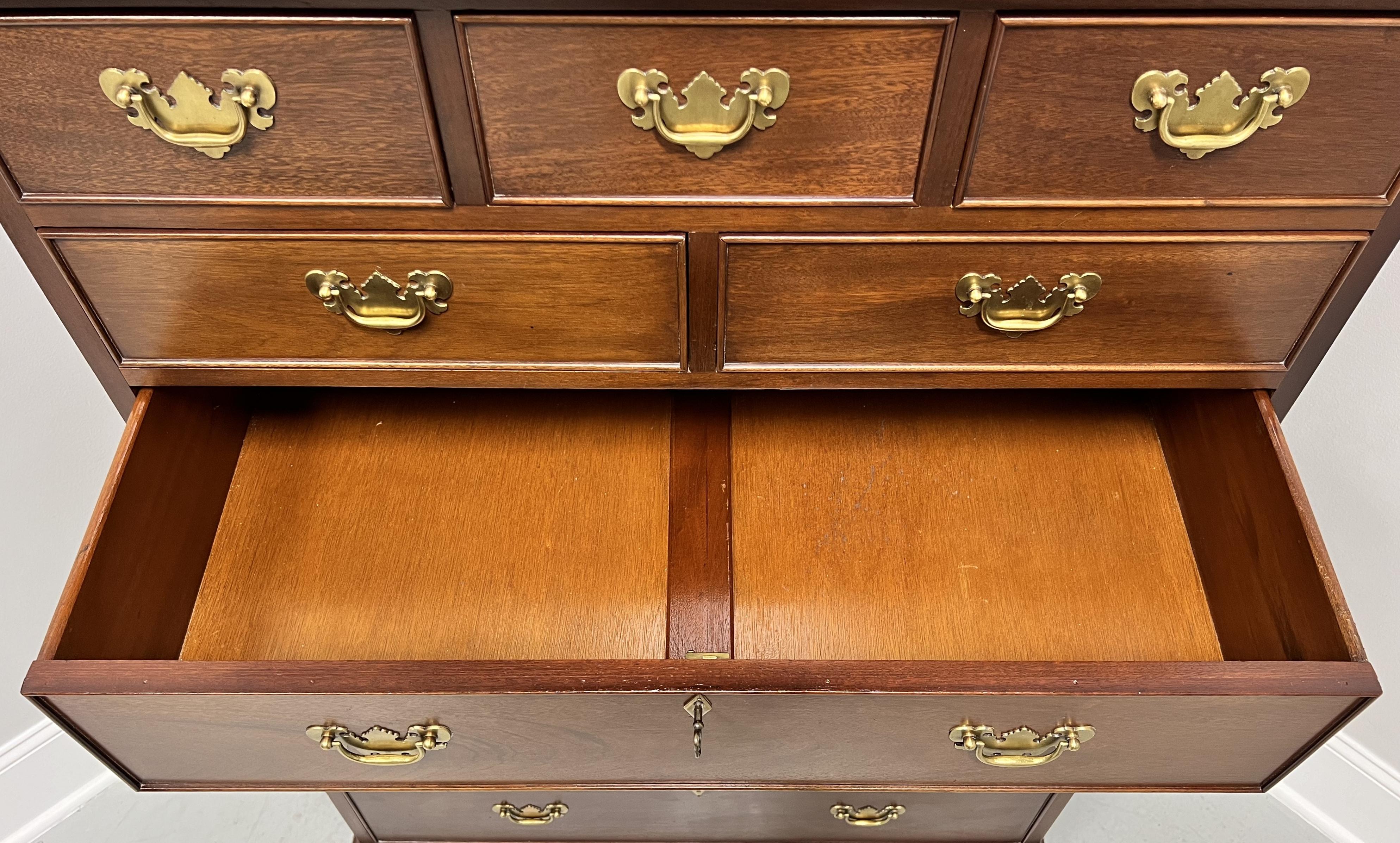 CRAFTIQUE Solid Mahogany Chippendale Style Chest on Chest with Ogee Feet For Sale 4