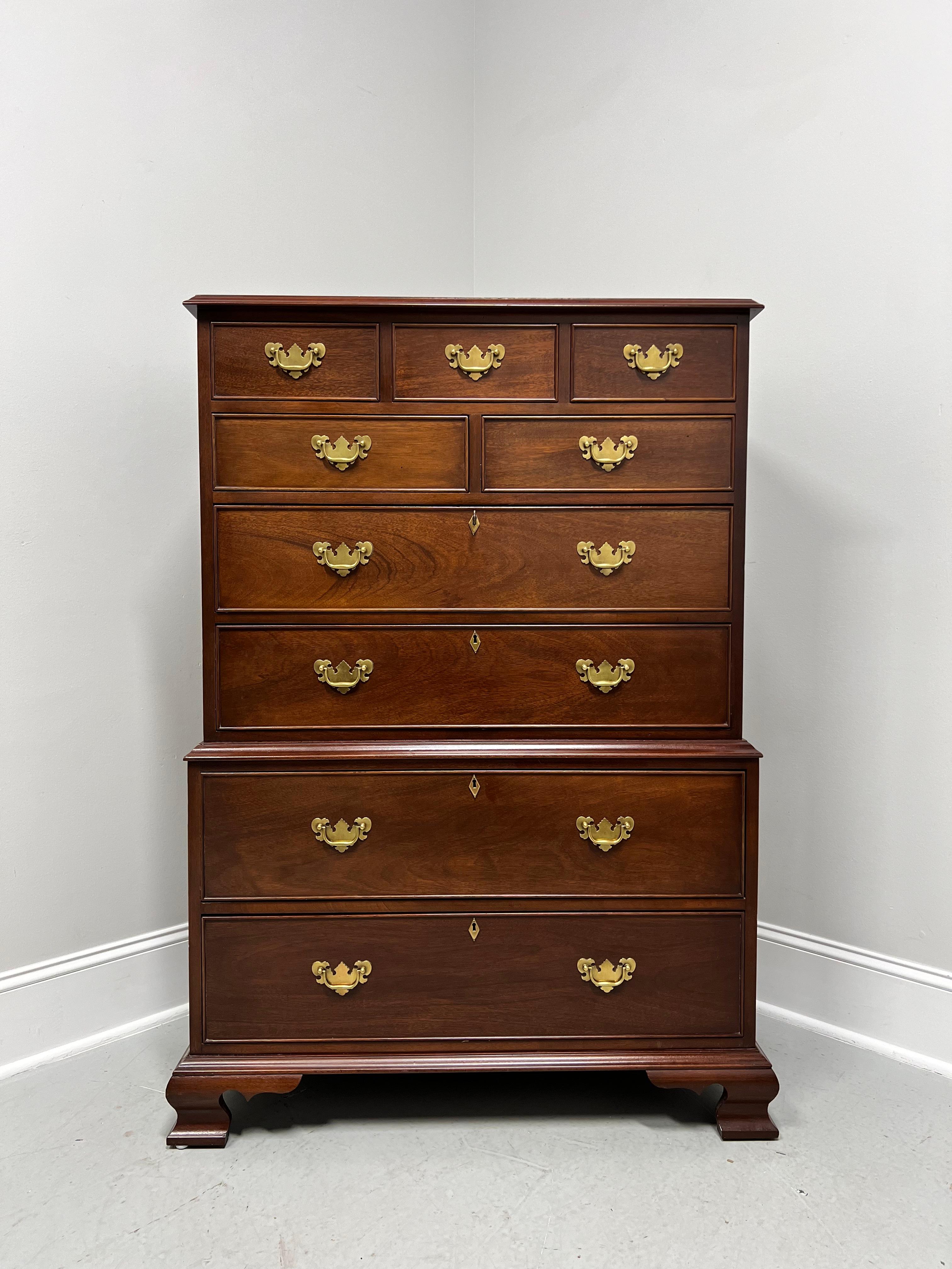 CRAFTIQUE Solid Mahogany Chippendale Style Chest on Chest with Ogee Feet For Sale 6