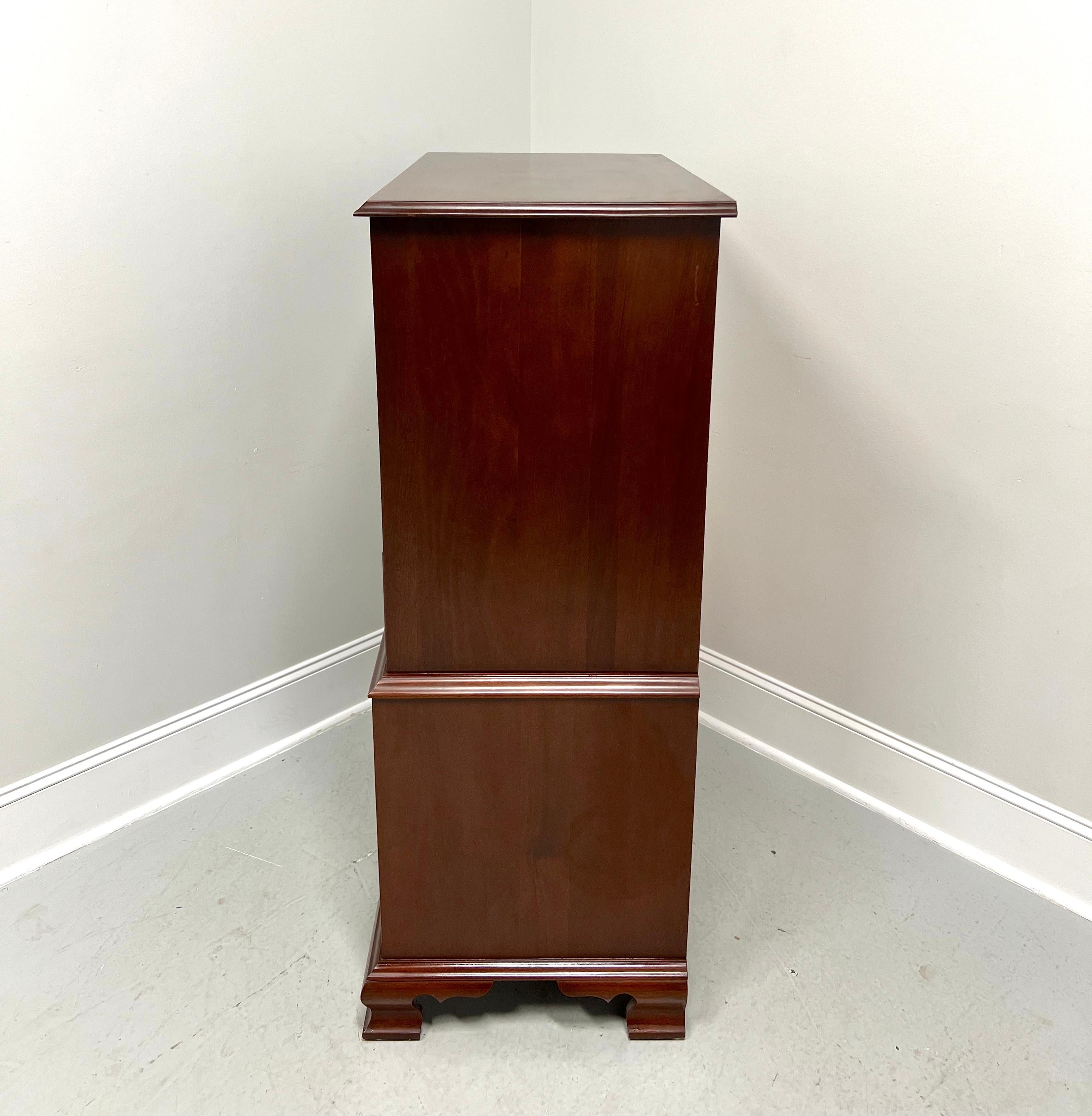 CRAFTIQUE Solid Mahogany Chippendale Style Chest on Chest with Ogee Feet In Good Condition For Sale In Charlotte, NC