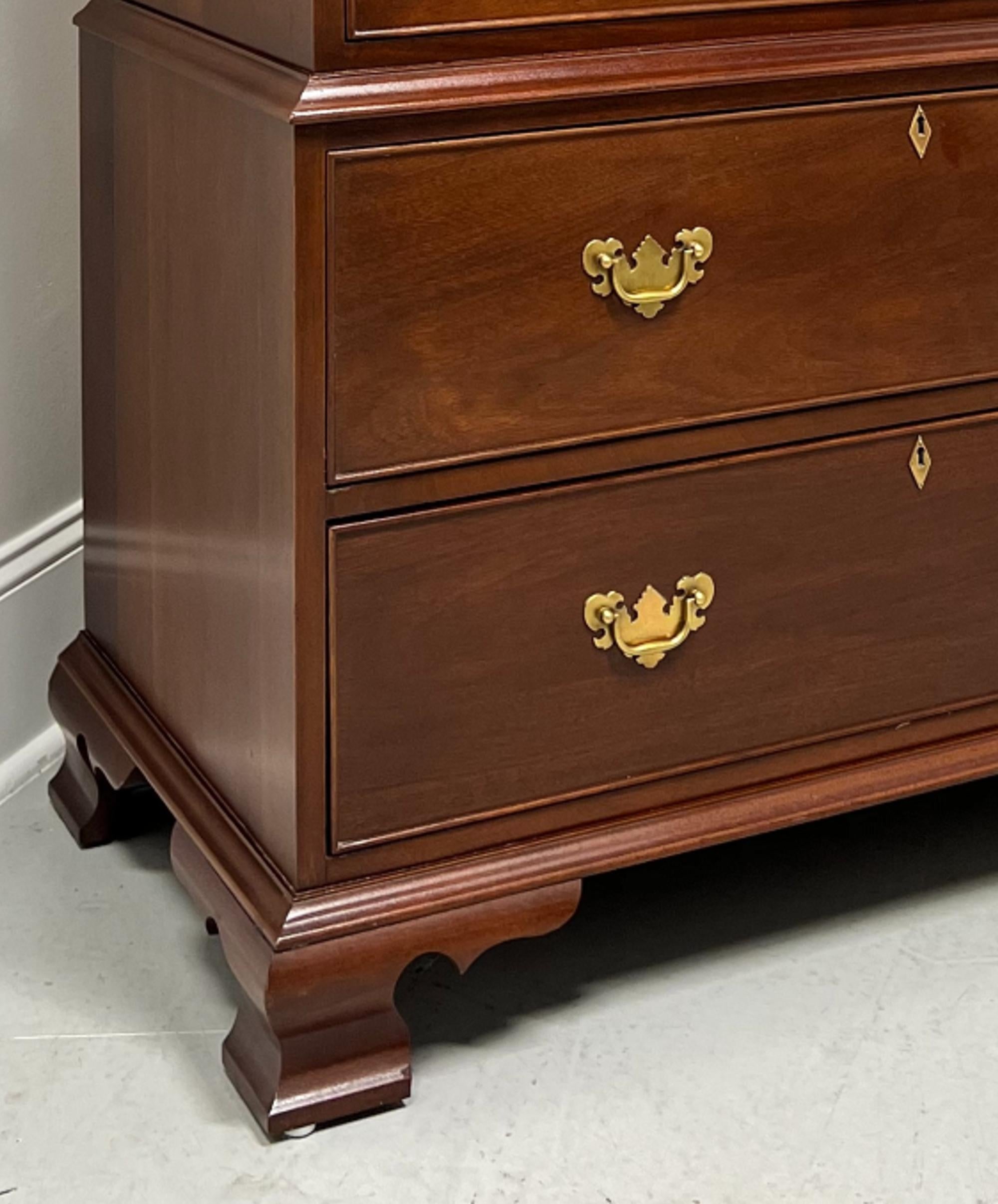CRAFTIQUE Solid Mahogany Chippendale Style Chest on Chest with Ogee Feet For Sale 3