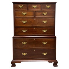CRAFTIQUE Solid Mahogany Chippendale Style Chest on Chest with Ogee Feet