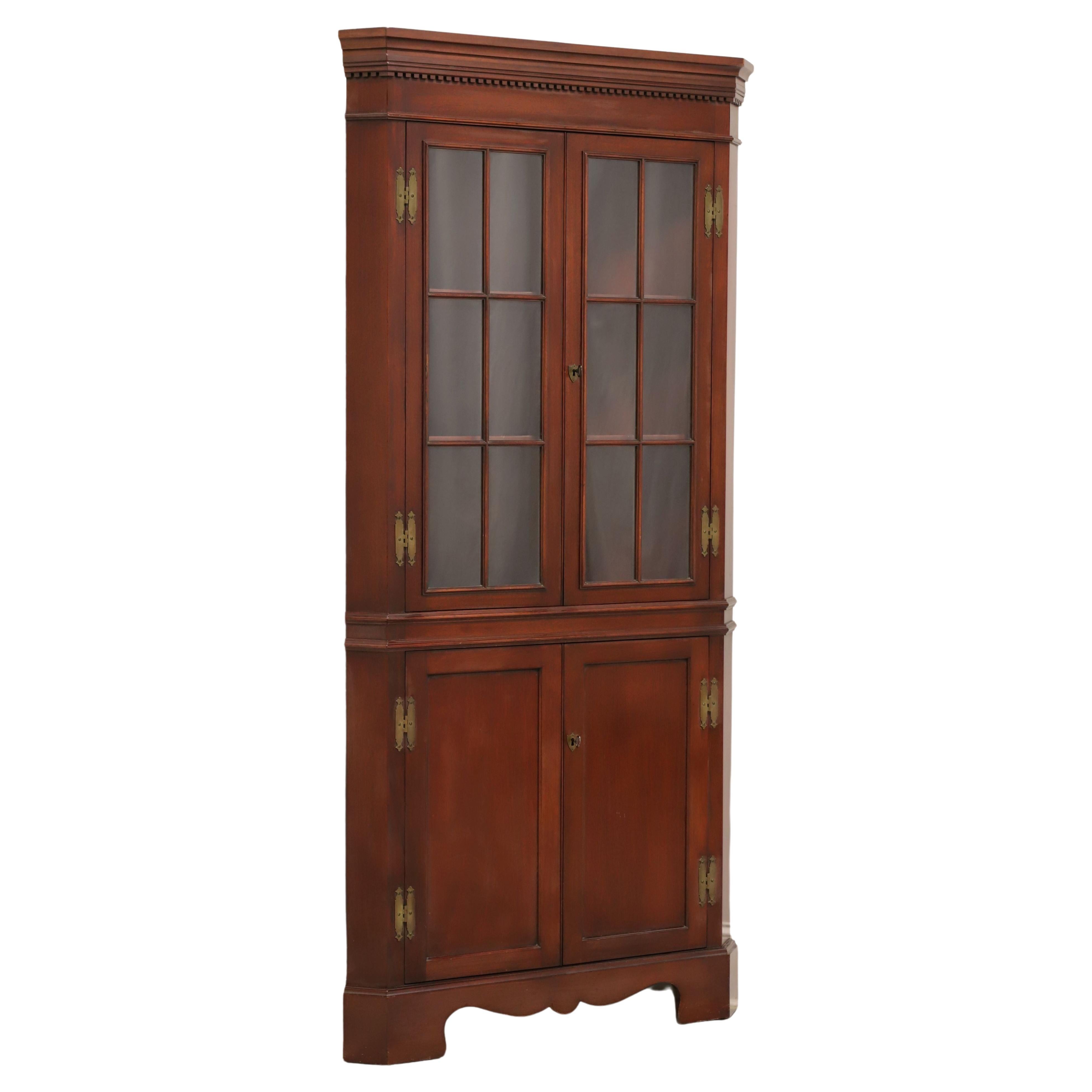 CRAFTIQUE Solid Mahogany Chippendale Style Corner Cupboard / Cabinet - B For Sale