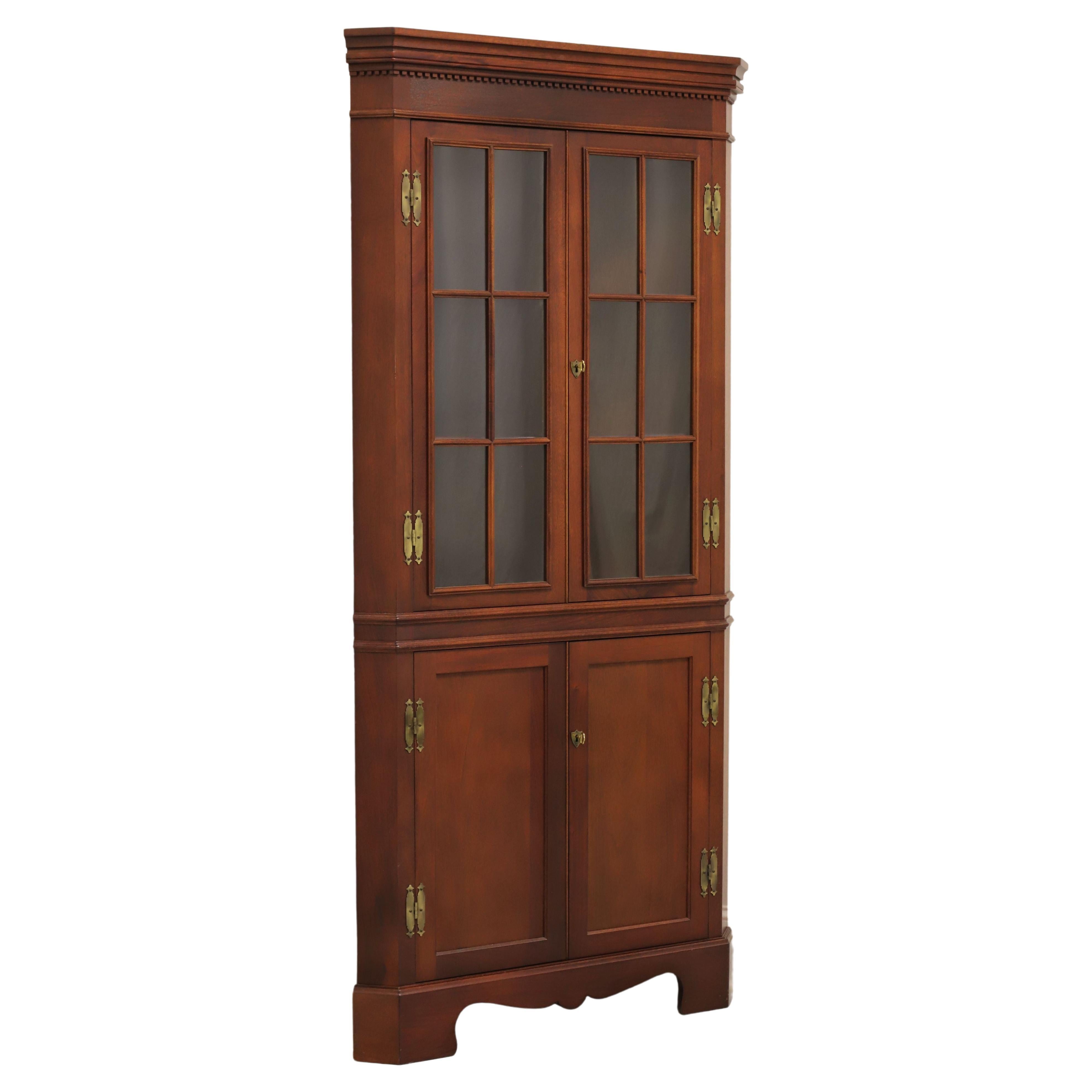 CRAFTIQUE Solid Mahogany Chippendale Style Corner Cupboard / Cabinet - C For Sale
