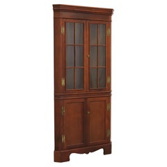 CRAFTIQUE Solid Mahogany Chippendale Style Corner Cupboard / Cabinet - C