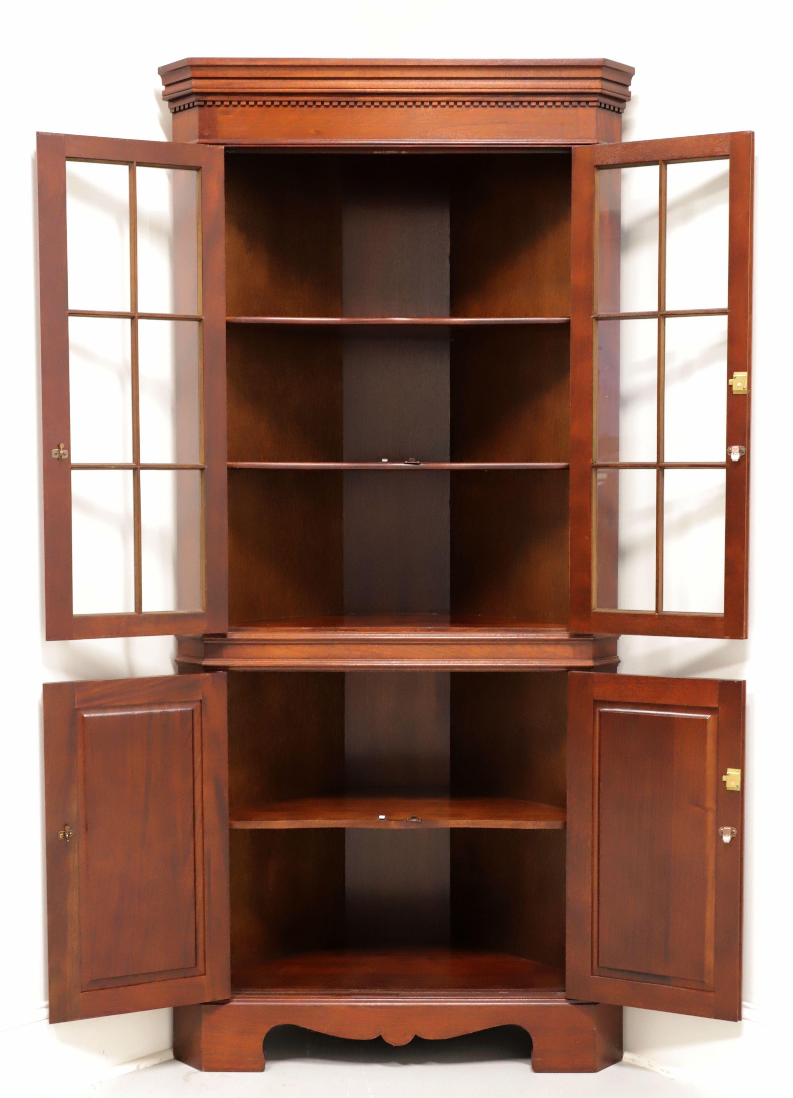 American CRAFTIQUE Solid Mahogany Chippendale Style Corner Cupboard / Cabinet - D For Sale