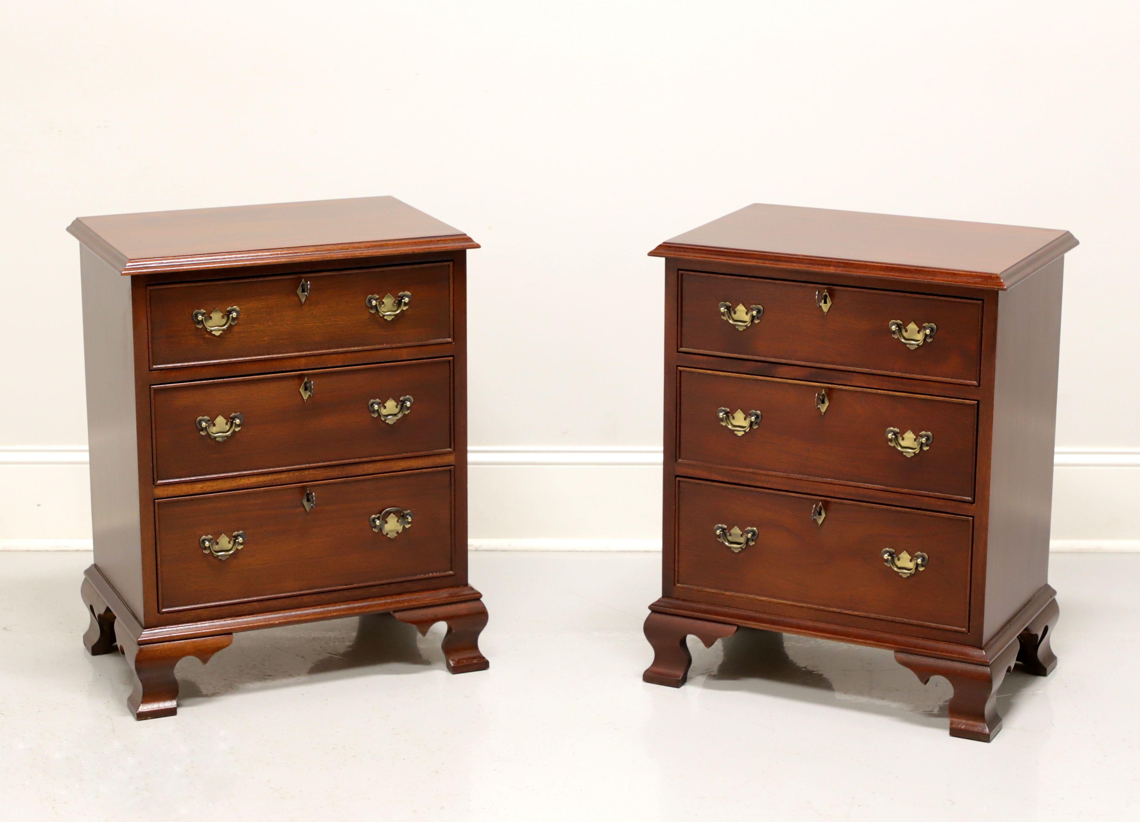 CRAFTIQUE Solid Mahogany Chippendale Style Nightstands w/ Ogee Feet - Pair 6