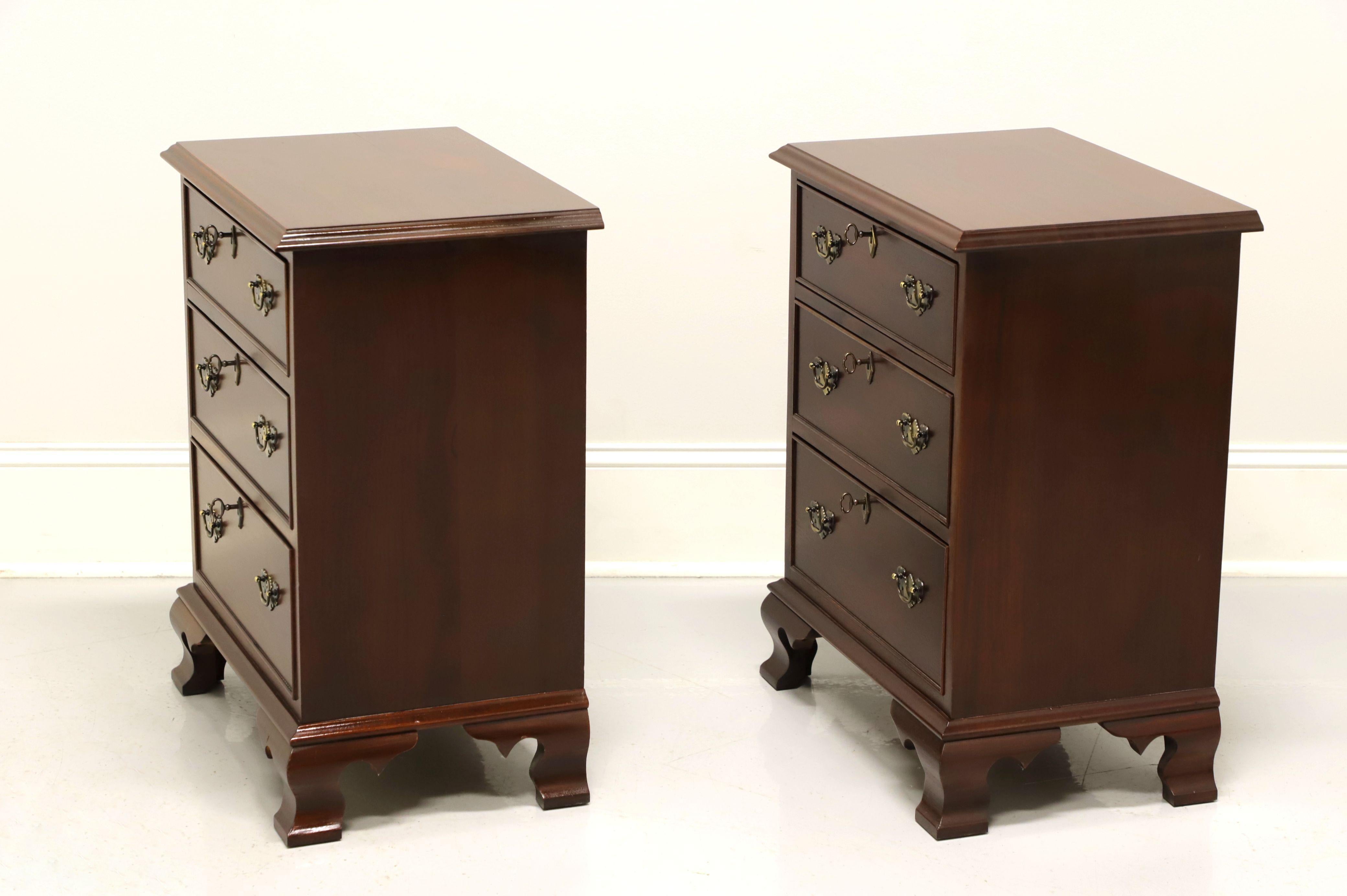 American CRAFTIQUE Solid Mahogany Chippendale Style Nightstands w/ Ogee Feet - Pair