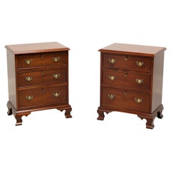 Vintage CRAFTIQUE Solid Mahogany Chippendale Style Nightstands w/ Ogee Feet - Pair