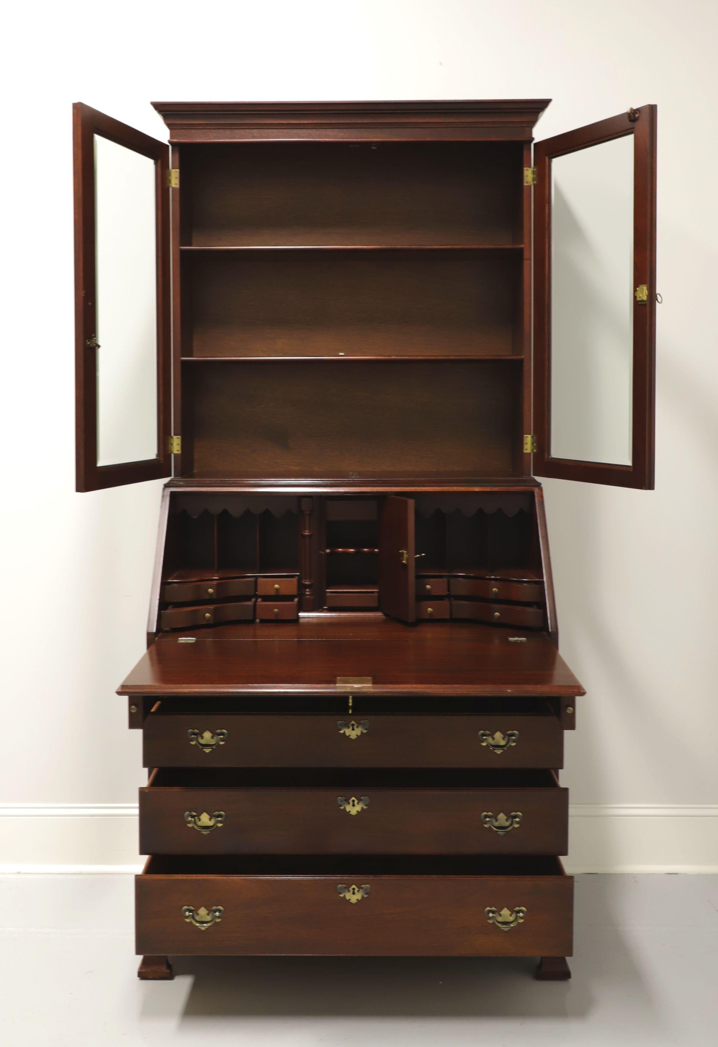 Brass CRAFTIQUE Solid Mahogany Chippendale Style Secretary with Bookcase